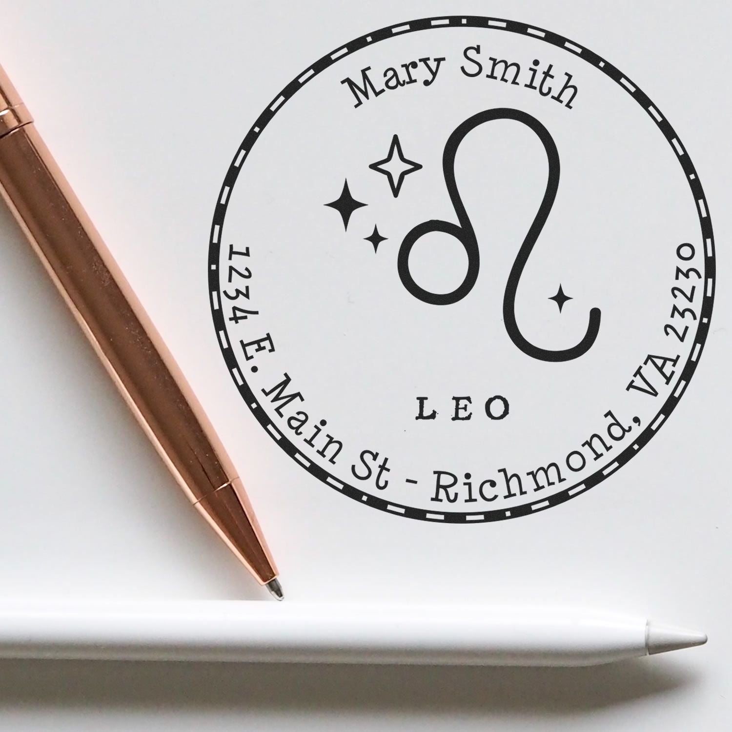 Wood Handle Symbolic Leo Custom Address Stamper - Engineer Seal Stamps