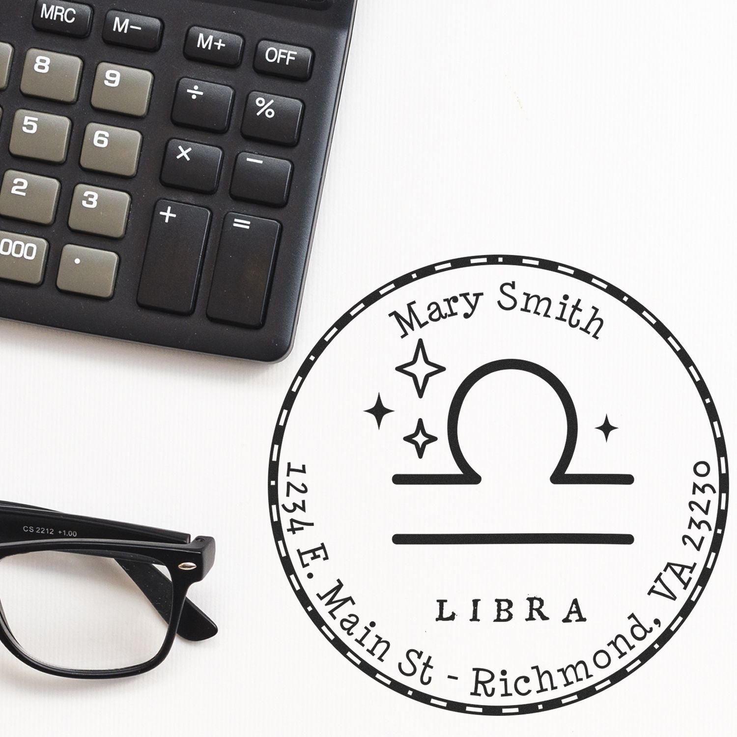 Self-Inking Symbolic Libra Personalized Mail Stamper - Engineer Seal Stamps