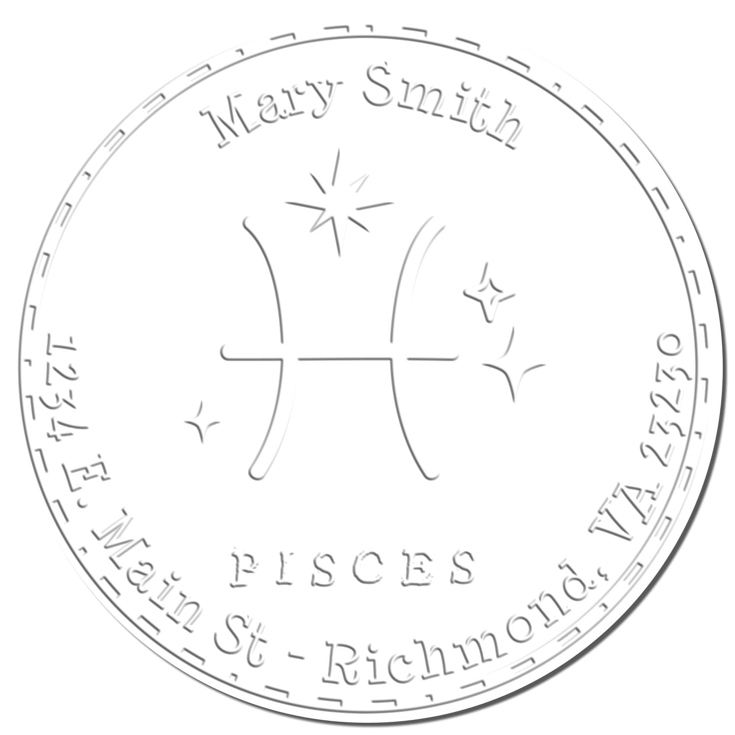 Soft Symbolic Pisces Personalized Mailing Embosser - Engineer Seal Stamps