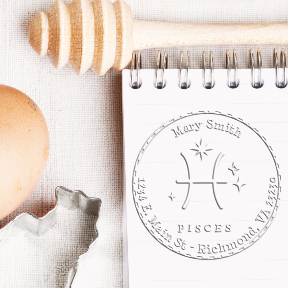 Hybrid Symbolic Pisces Personalized Return Address Embossing Seal - Engineer Seal Stamps