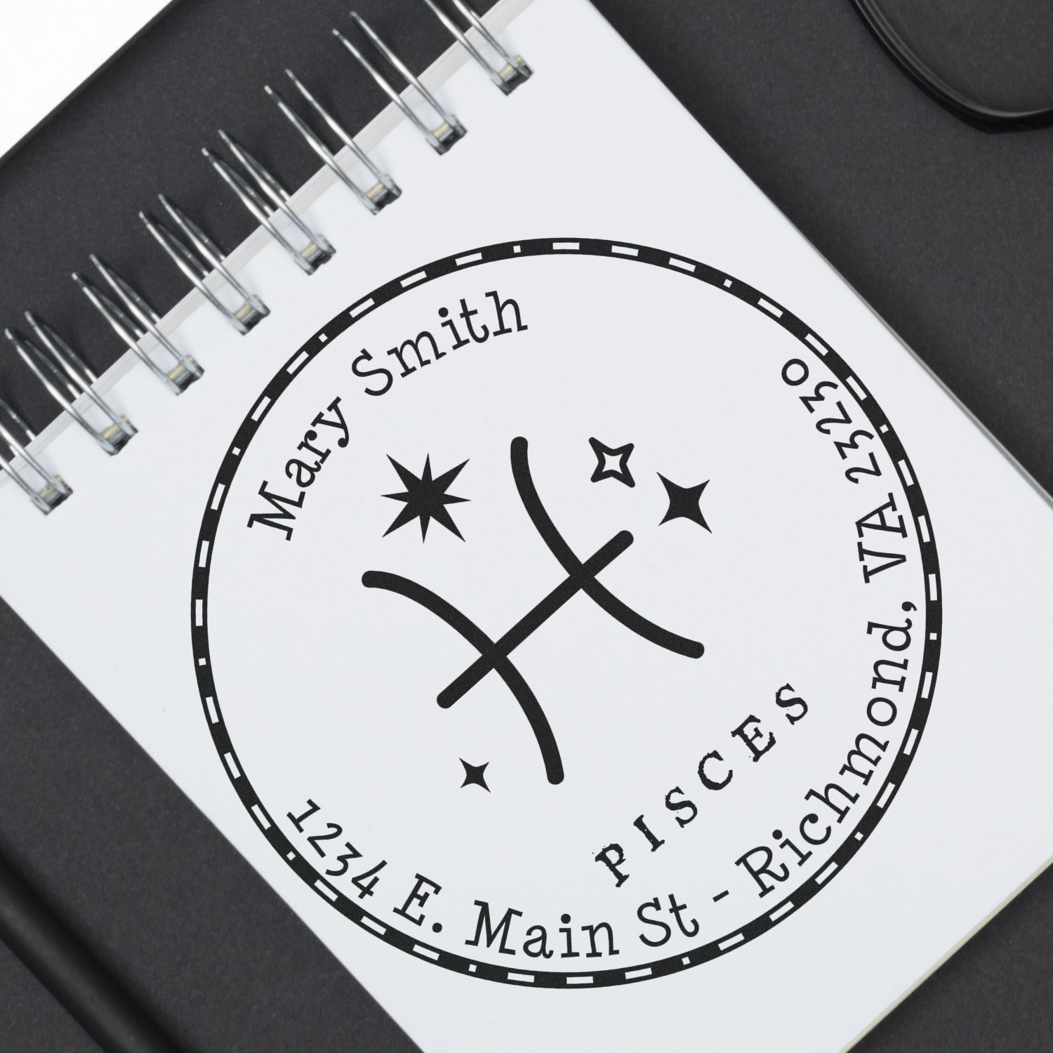 Portable Pre-Inked Symbolic Pisces Custom Made Name And Address Stamp - Engineer Seal Stamps