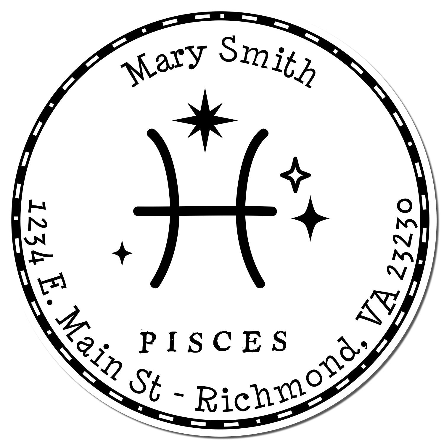 Portable Pre-Inked Symbolic Pisces Custom Made Name And Address Stamp - Engineer Seal Stamps