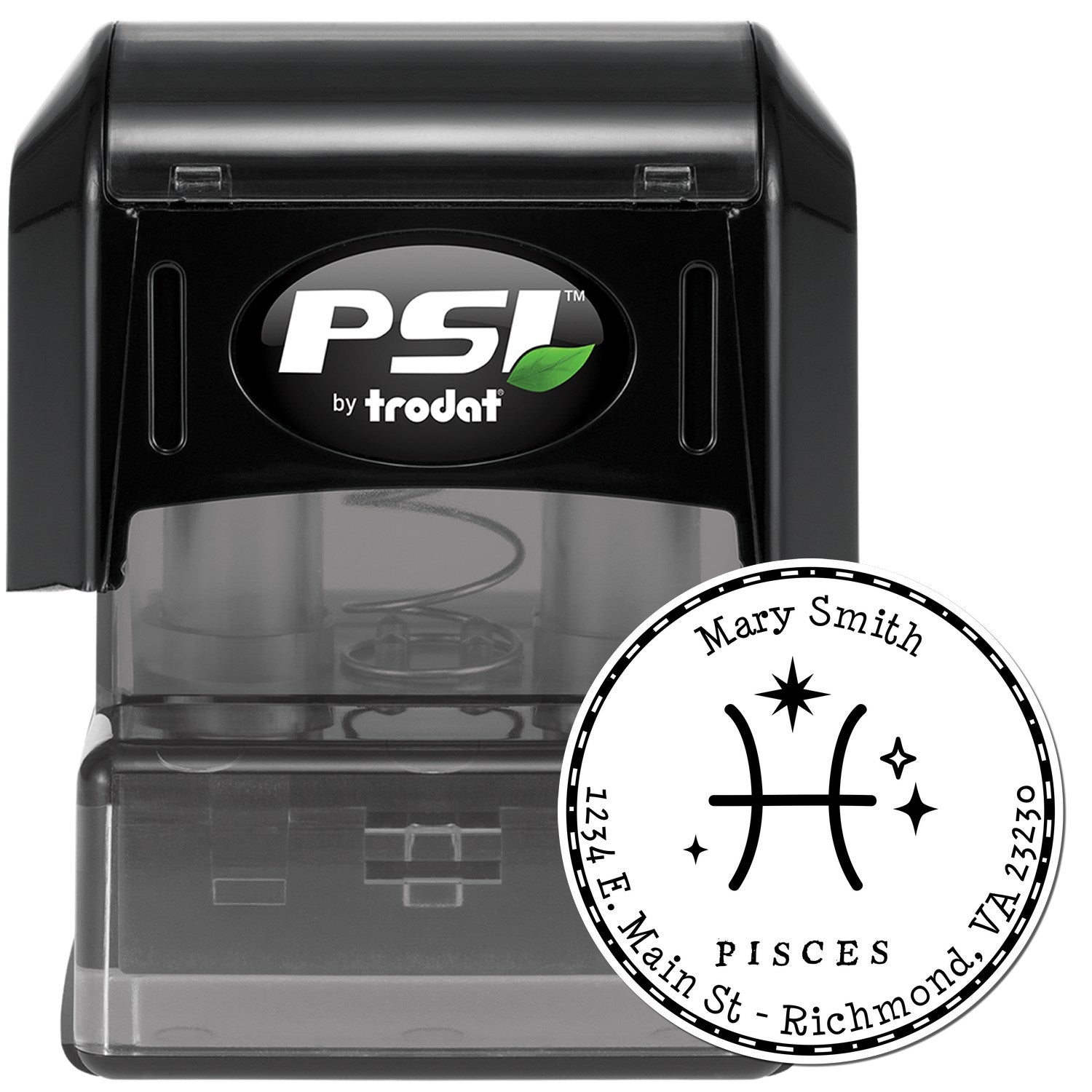 PSI Pre-Inked Symbolic Pisces Customized Home Address Stamper - Engineer Seal Stamps