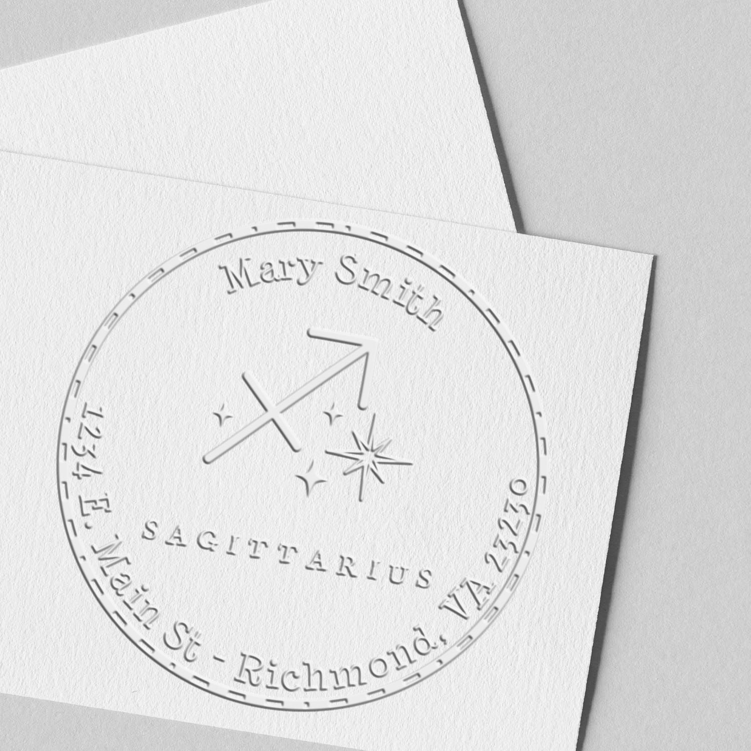 Soft Symbolic Sagittarius Personalized Mailing Embossing Seal