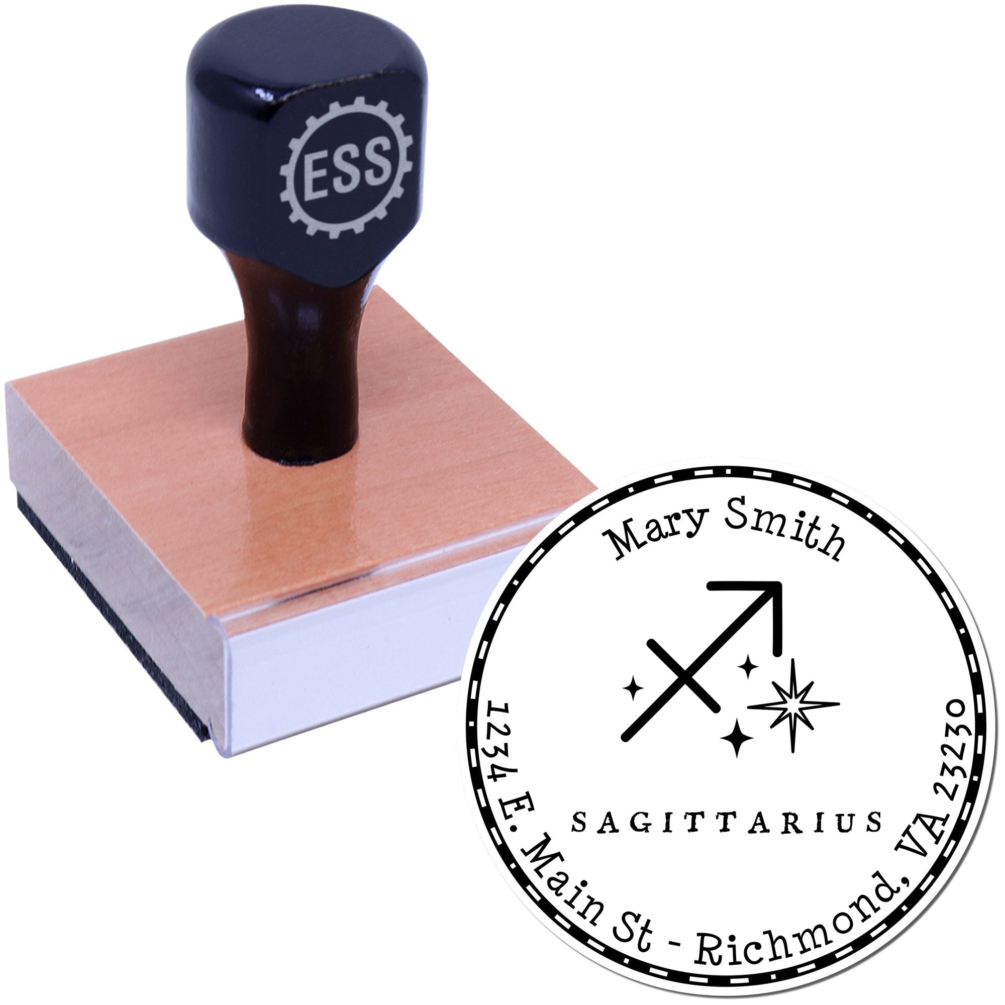 Wood Handle Symbolic Sagittarius Custom Envelope Stamp