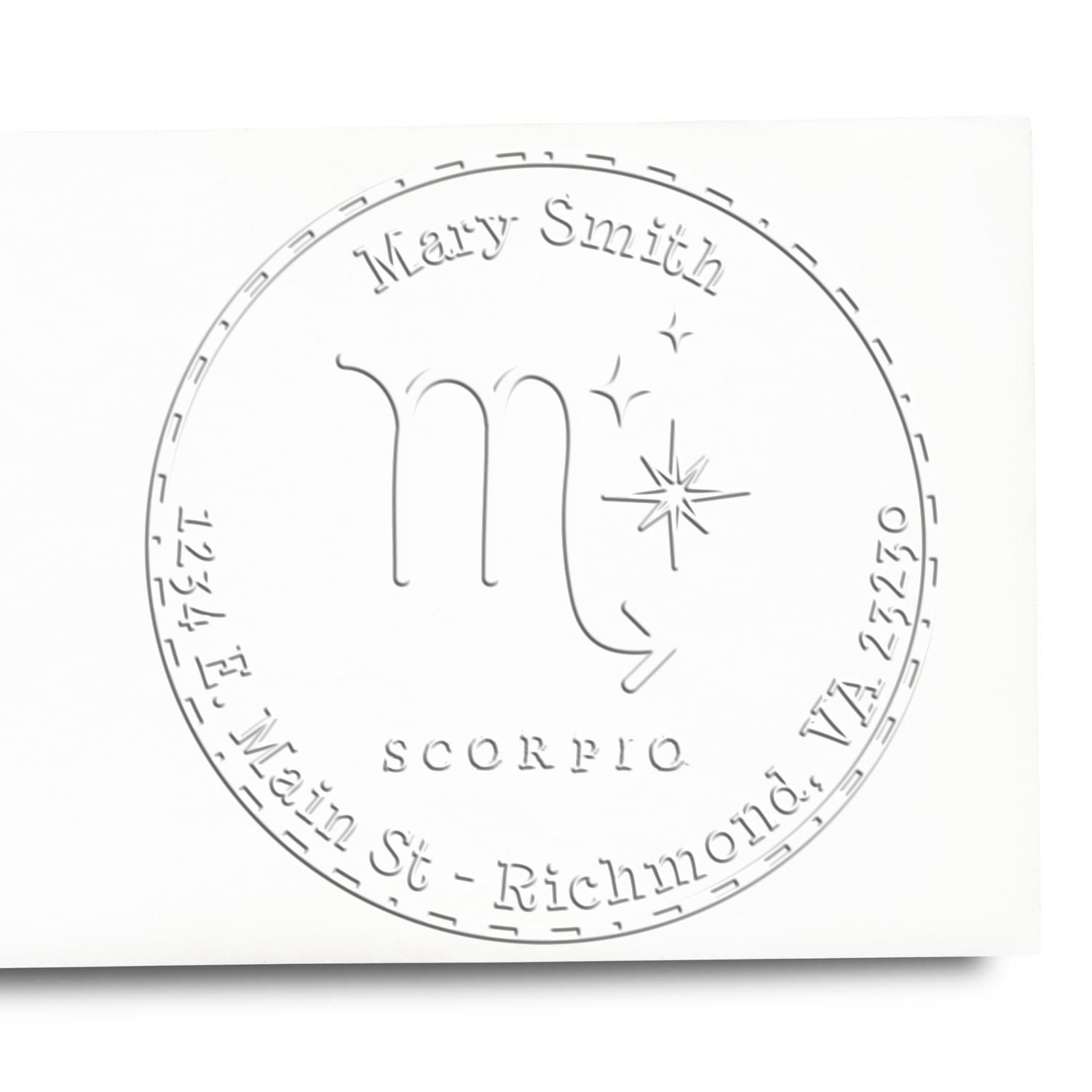 Soft Symbolic Scorpio Personalized Mailing Embossing Stamp