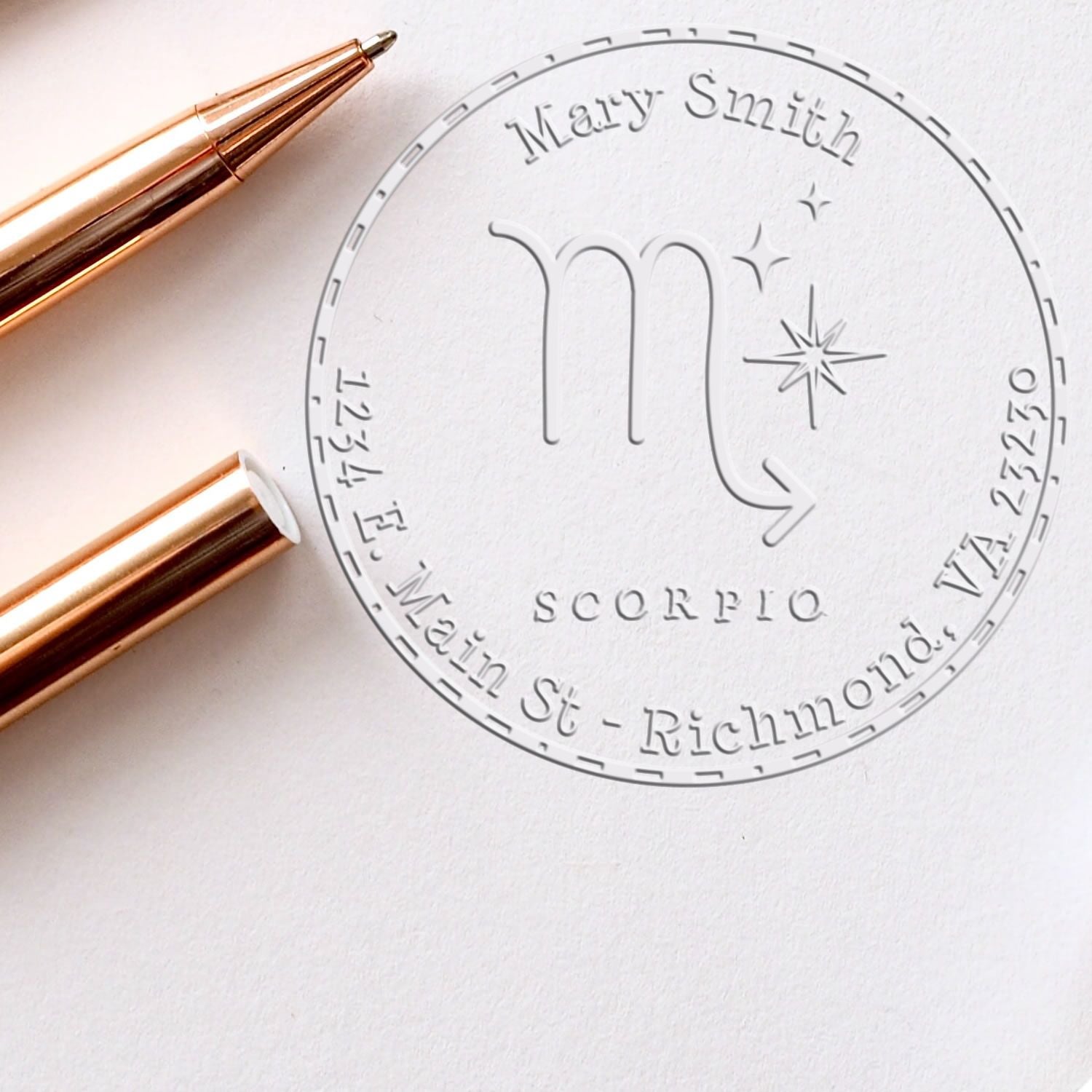 Desk Symbolic Scorpio Customized Address Seal Press - Engineer Seal Stamps