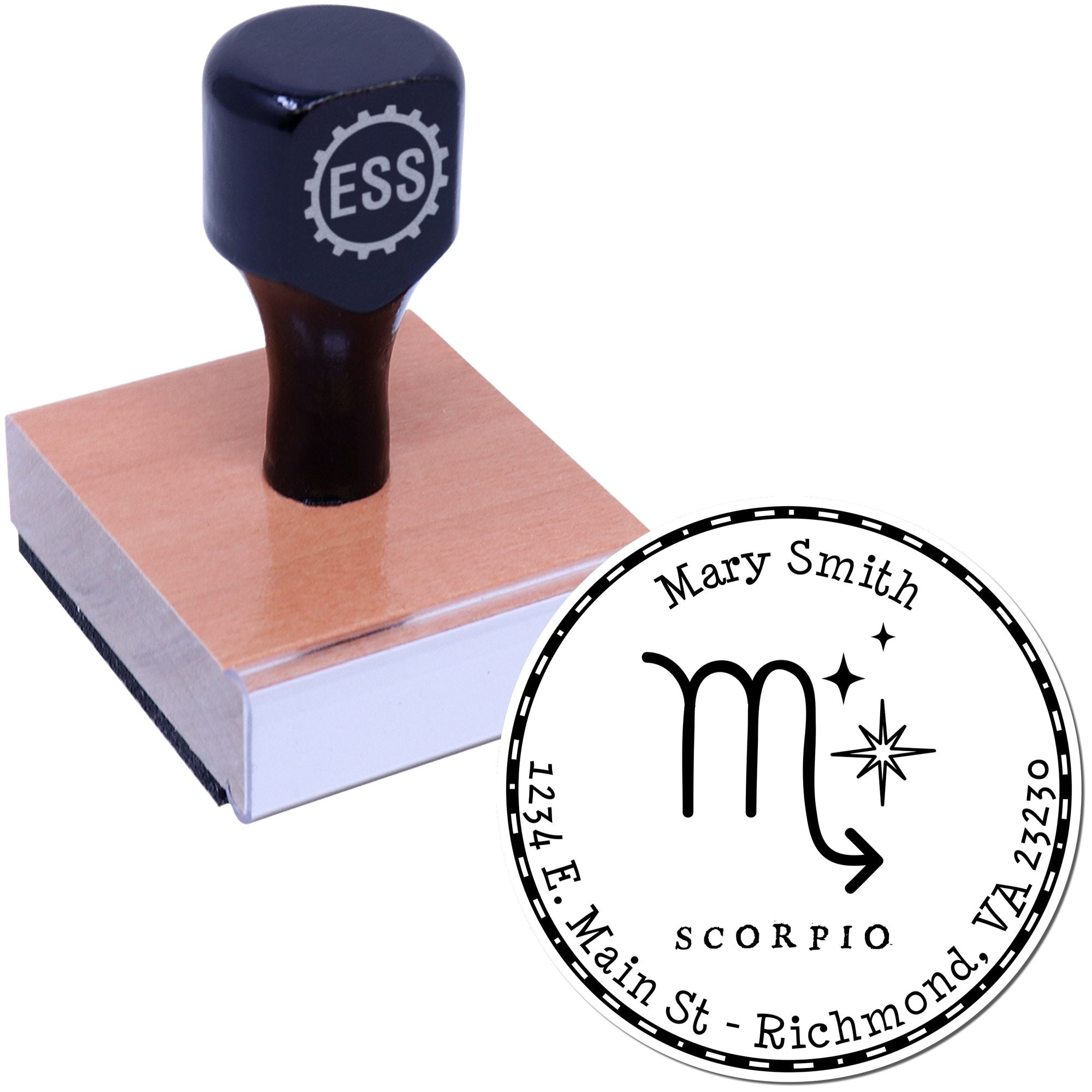 Wood Handle Symbolic Scorpio Custom Envelope Stamper