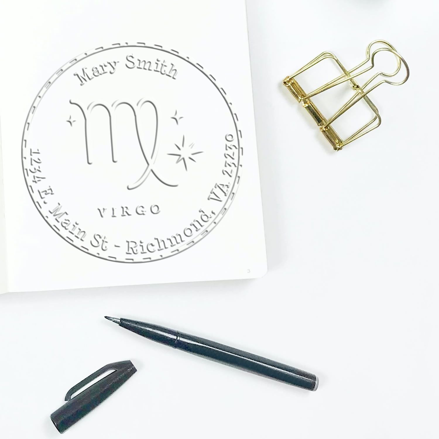 Soft Symbolic Virgo Personalized Mailing Seal Press - Engineer Seal Stamps