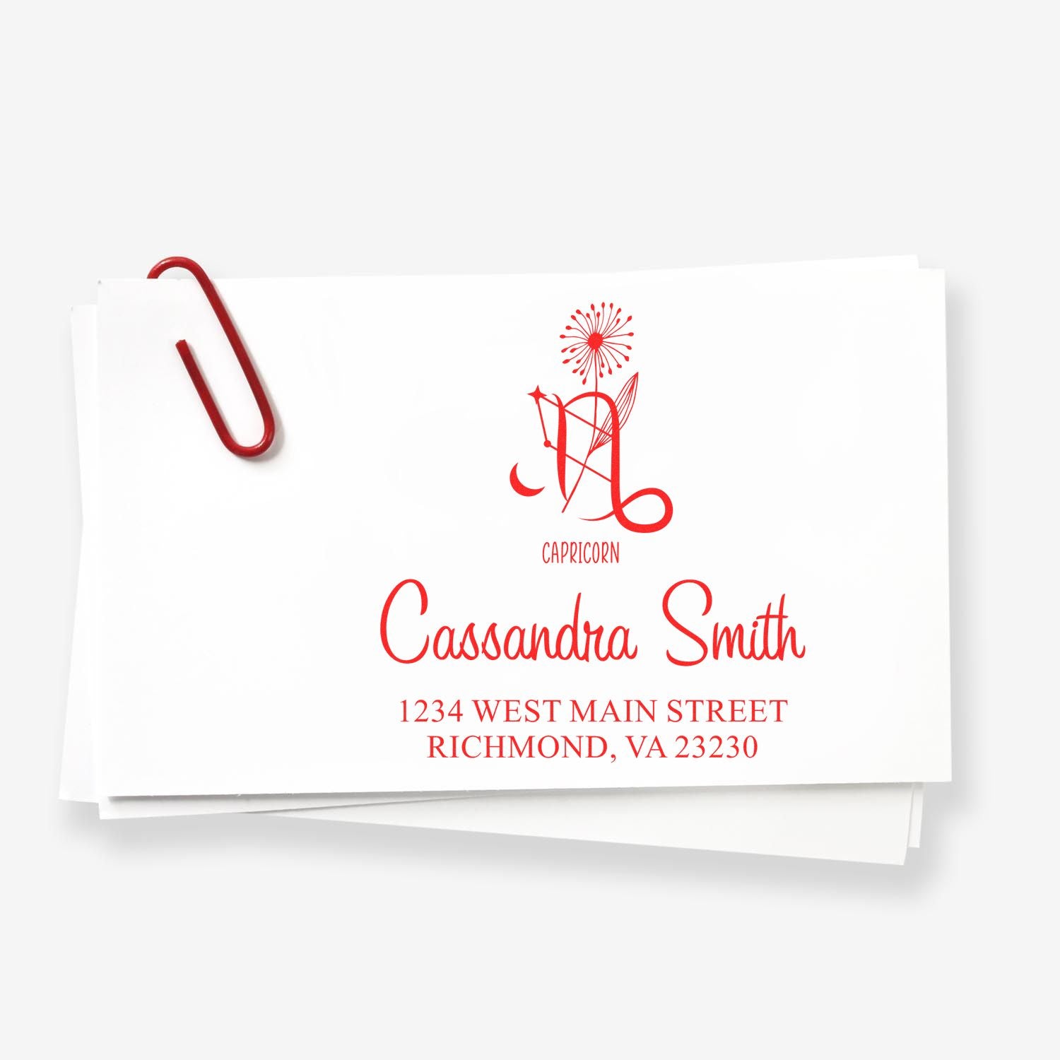 Cautious Capricorn Celestial Custom Address Stamper - Engineer Seal Stamps