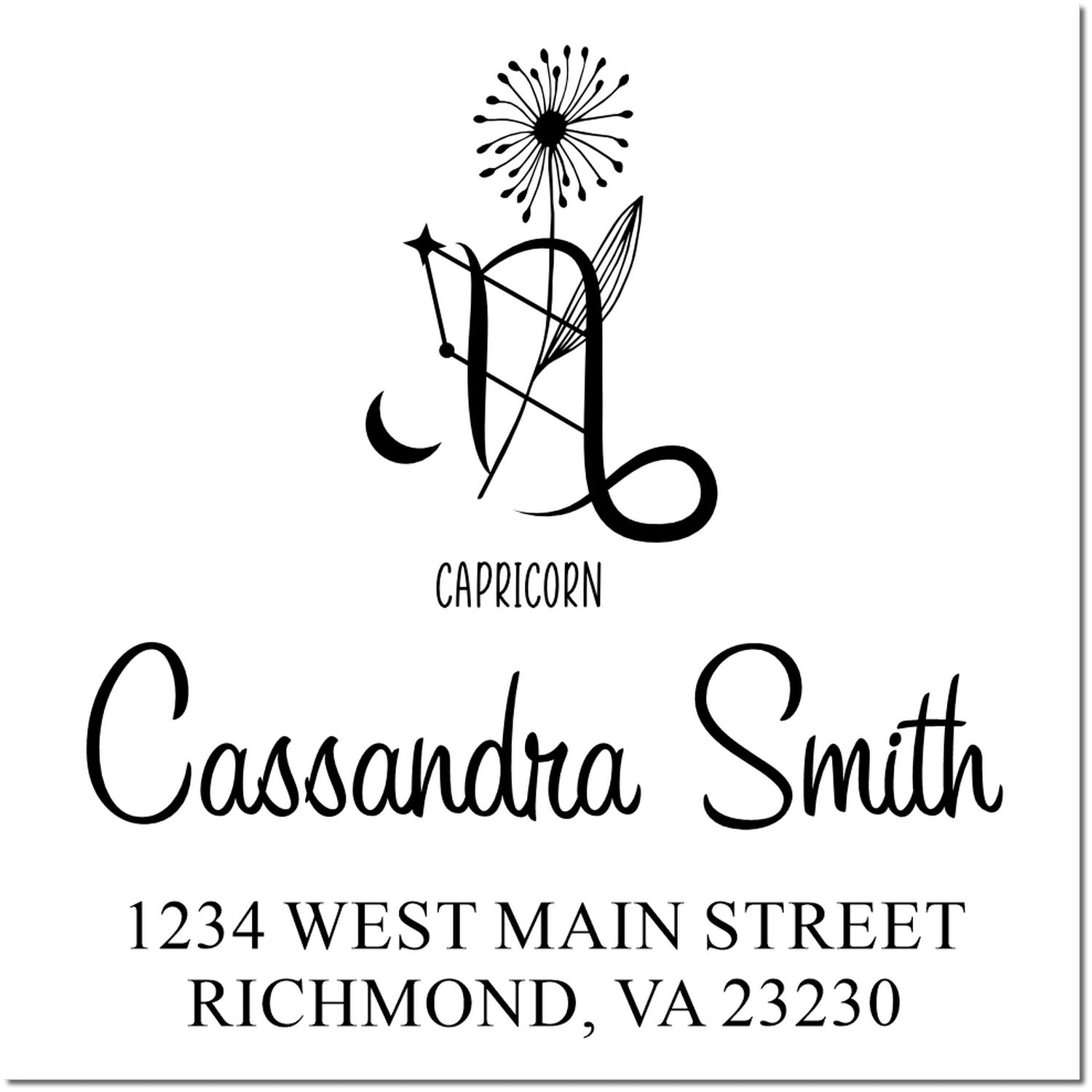 Cautious Capricorn Celestial Custom Address Stamper - Engineer Seal Stamps