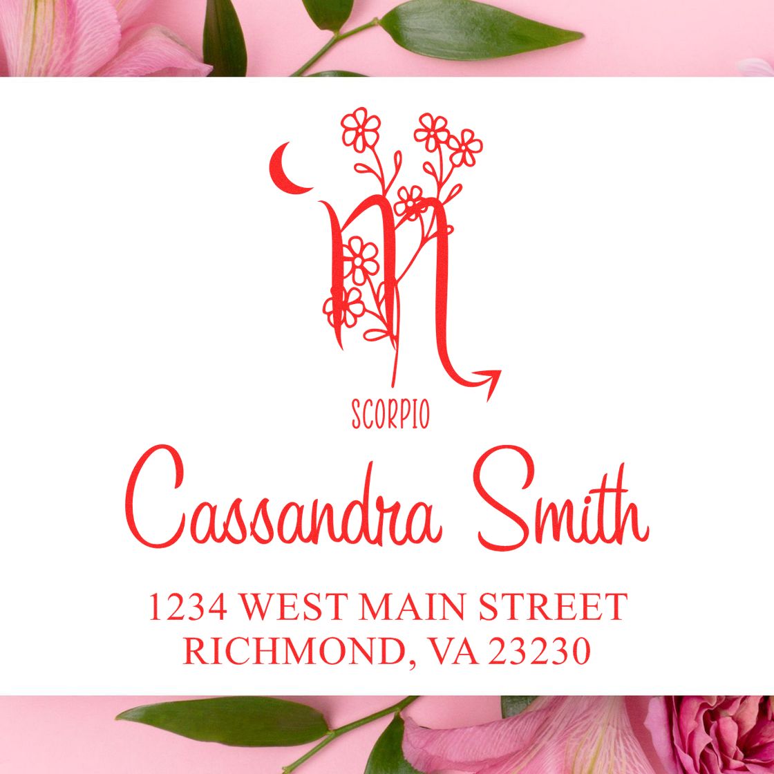 Insightful Scorpio Zodiac Personalized Name And Address Stamp - Engineer Seal Stamps