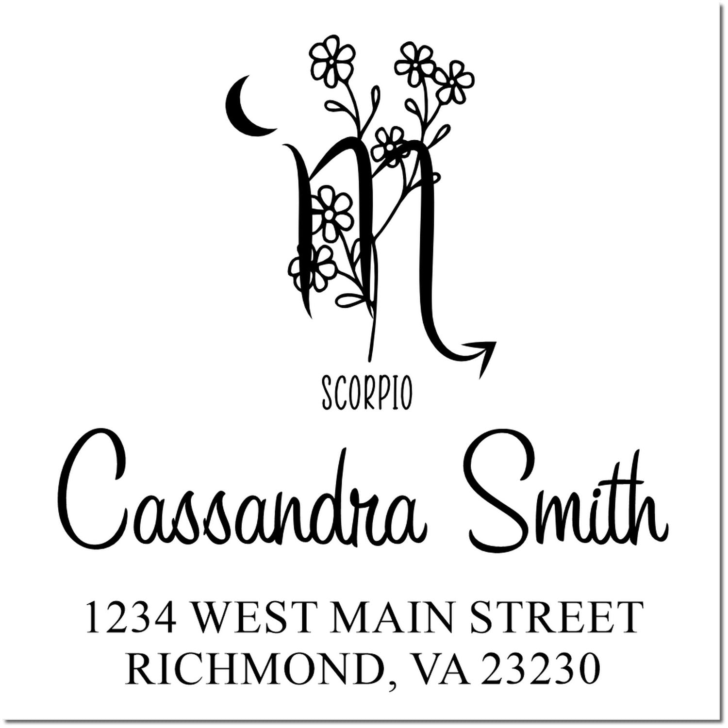 Celesital Insightful Scorpio Custom Name And Address Stamper - Engineer Seal Stamps