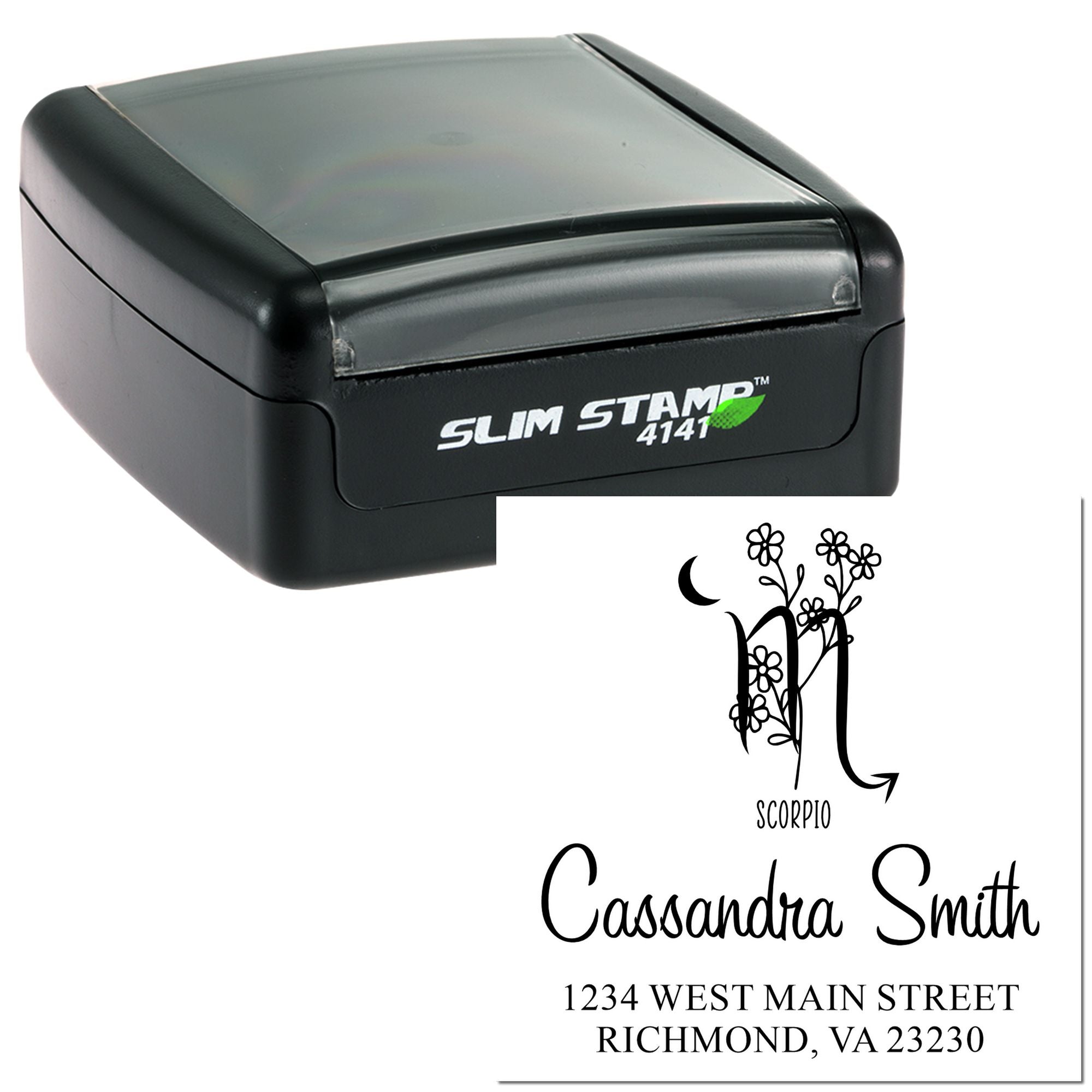 Insightful Scorpio Zodiac Personalized Name And Address Stamp - Engineer Seal Stamps