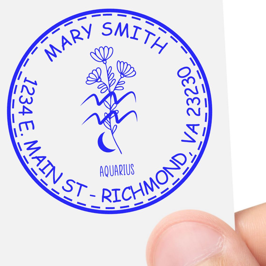 Portable Pre-Inked Flowering Aquarius Custom Made Home Address Stamper - Engineer Seal Stamps