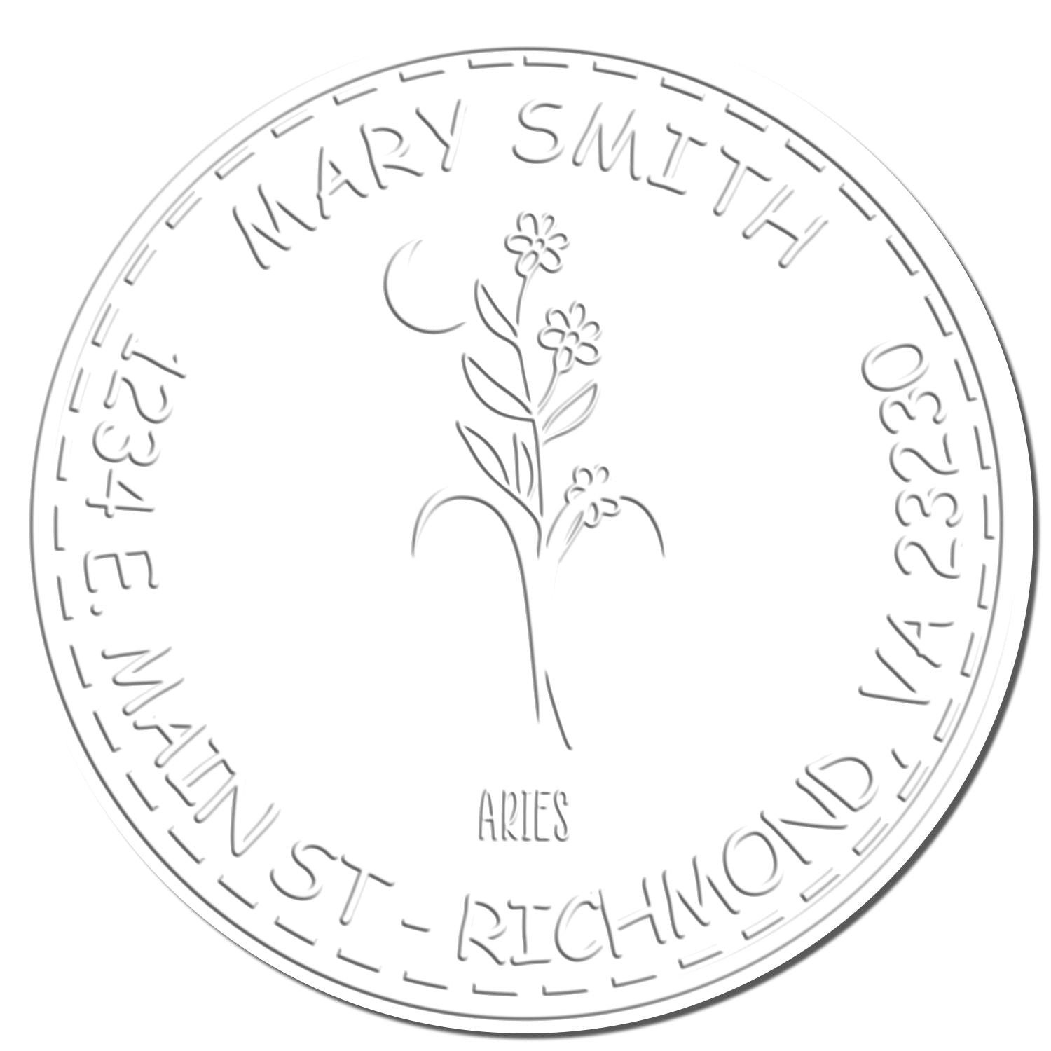 Hybrid Flowering Aries Personalized Home Address Embossing Seal - Engineer Seal Stamps