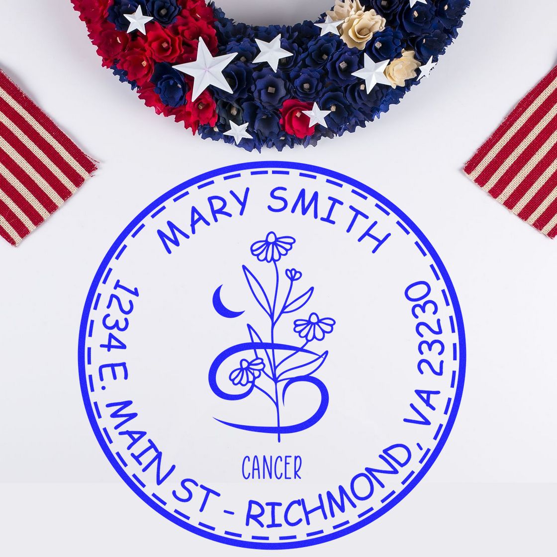 Wood Handle Flowering Cancer Custom Home Address Stamp - Engineer Seal Stamps