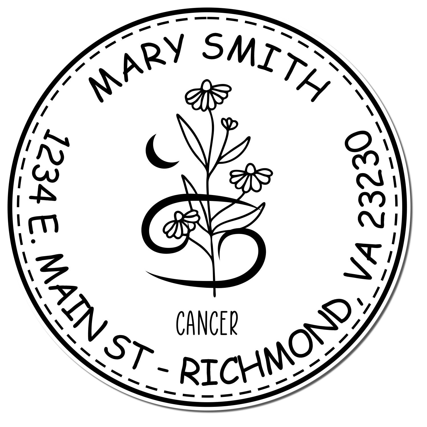 Wood Handle Flowering Cancer Custom Home Address Stamp - Engineer Seal Stamps
