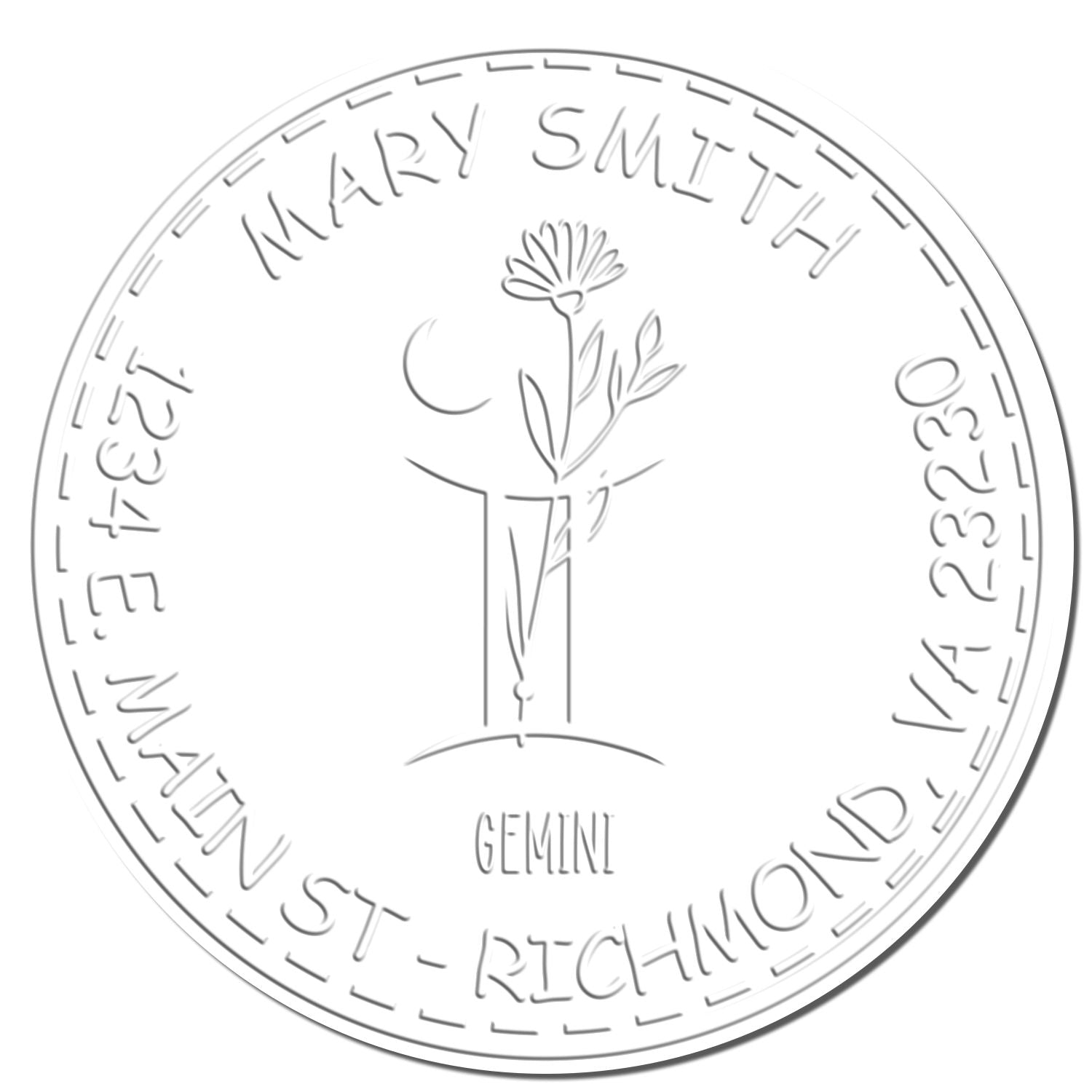 Hybrid Flowering Gemini Personalized Home Address Seal Press - Engineer Seal Stamps