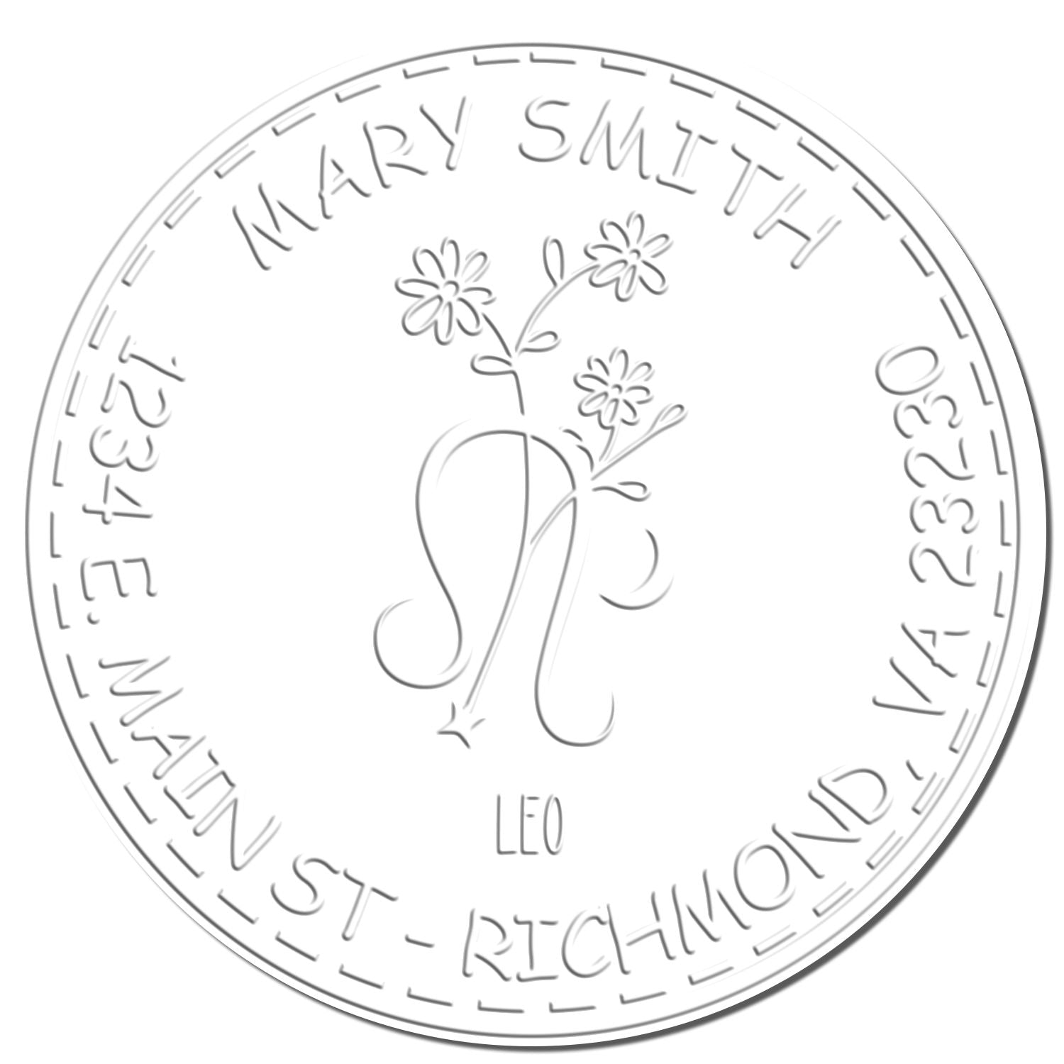 Soft Flowering Leo Personalized Address Seal Press - Engineer Seal Stamps