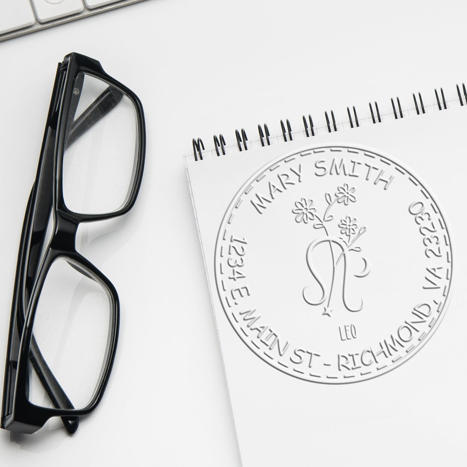 Soft Flowering Leo Personalized Address Seal Press