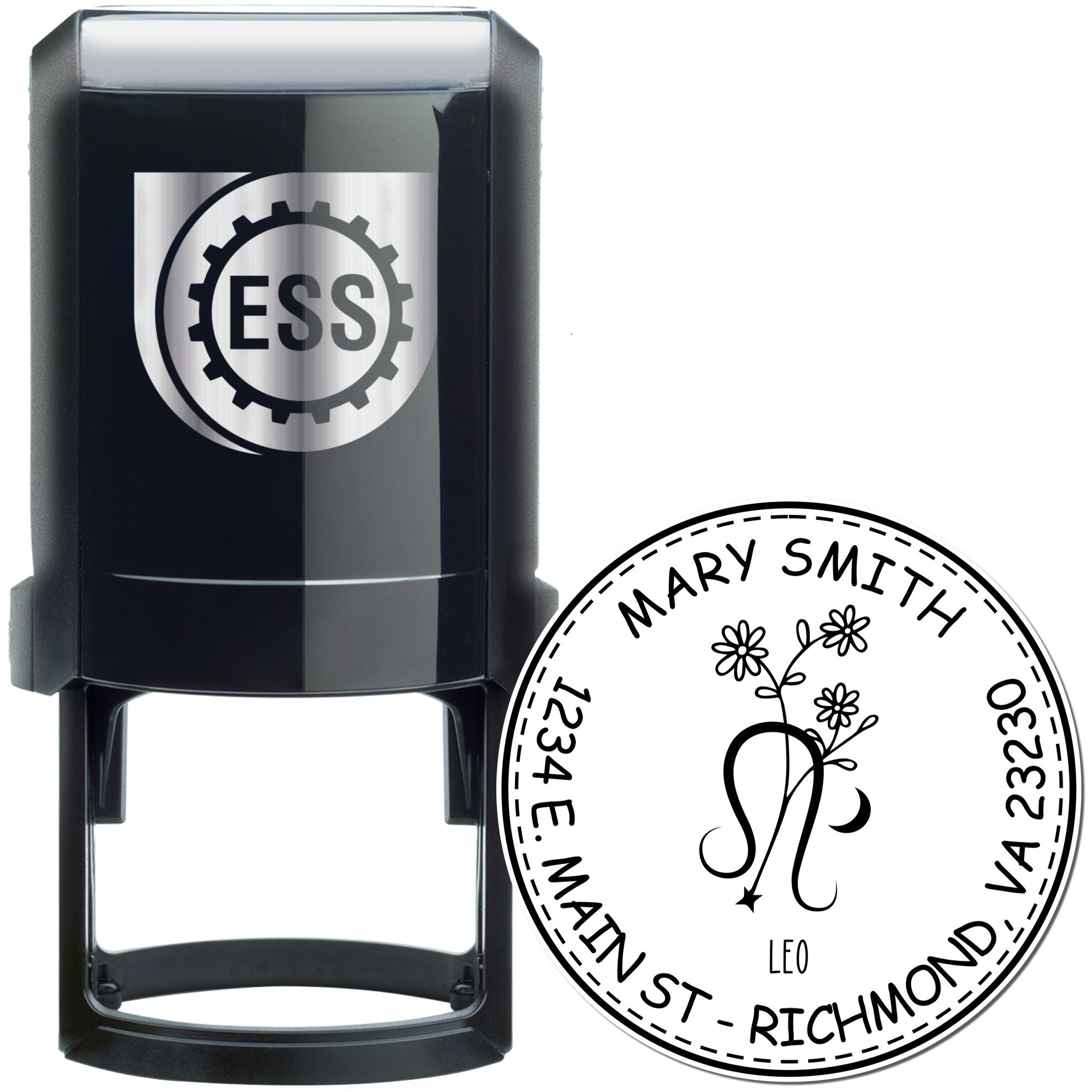 Self-Inking Flowering Leo Personalized Return Address Stamp - Engineer Seal Stamps