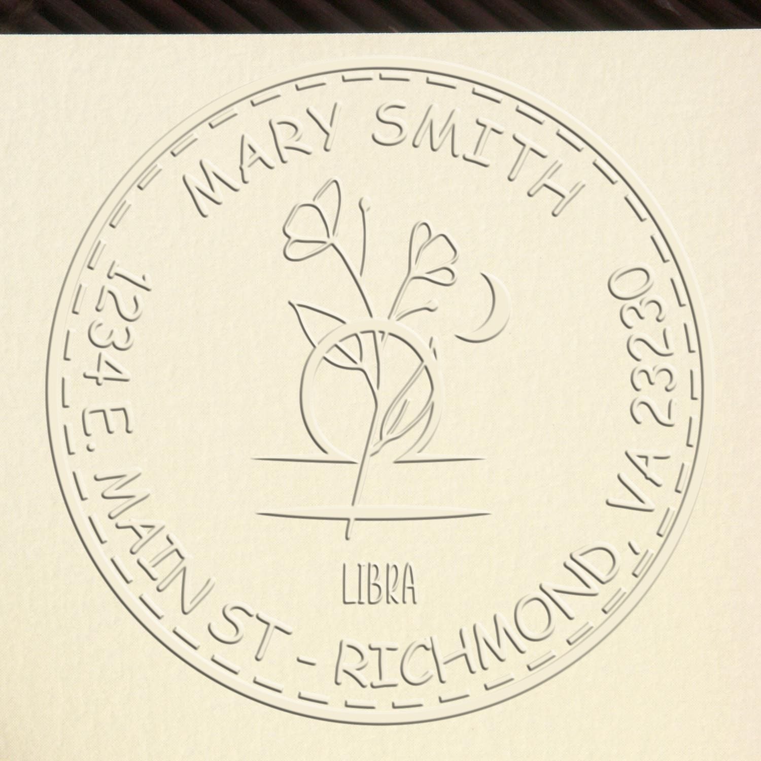 Soft Flowering Libra Personalized Home Embossed Stamp