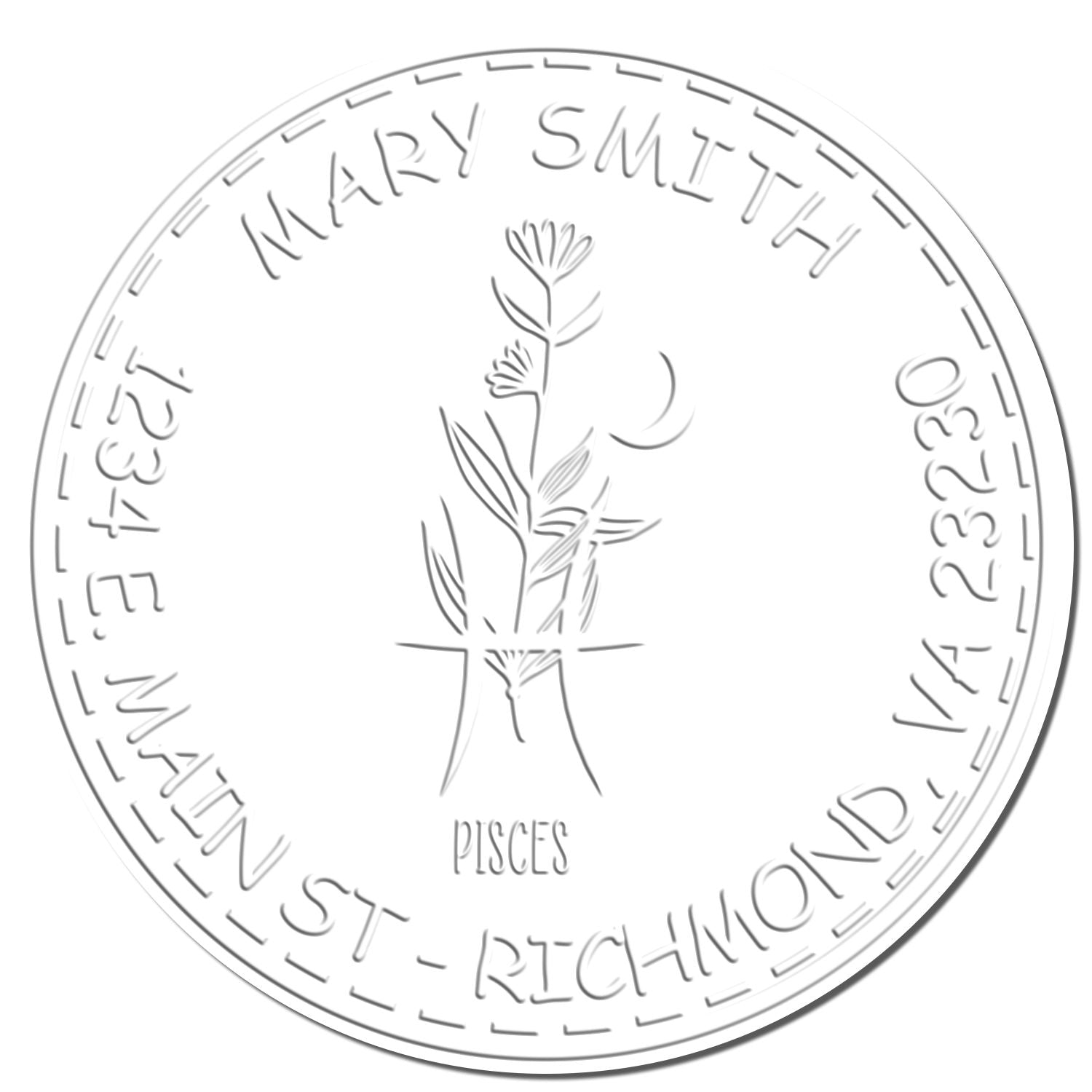 Soft Flowering Pisces Personalized Home Embosser - Engineer Seal Stamps