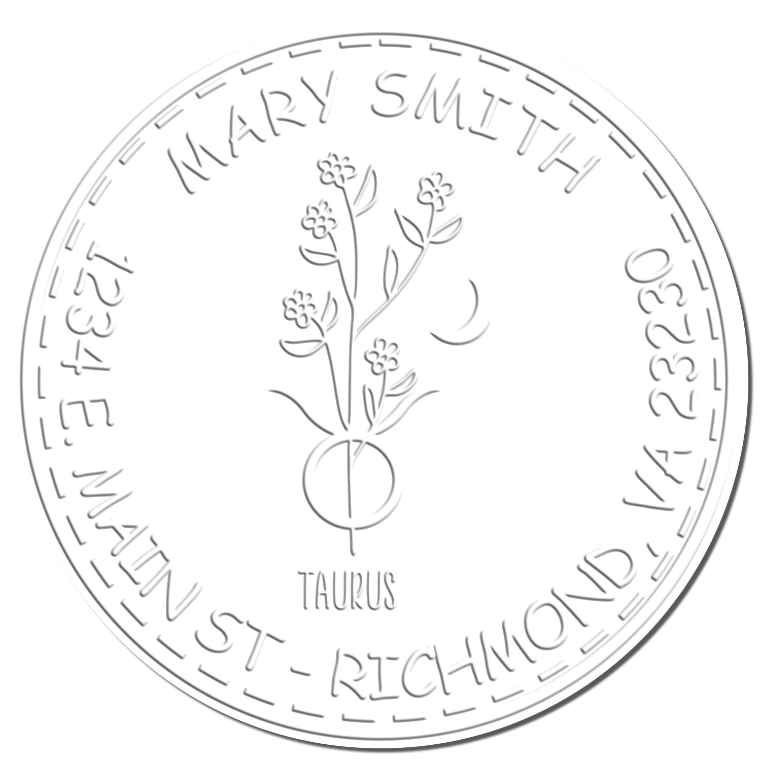 Soft Flowering Taurus Personalized Home Paper Embosser - Engineer Seal Stamps