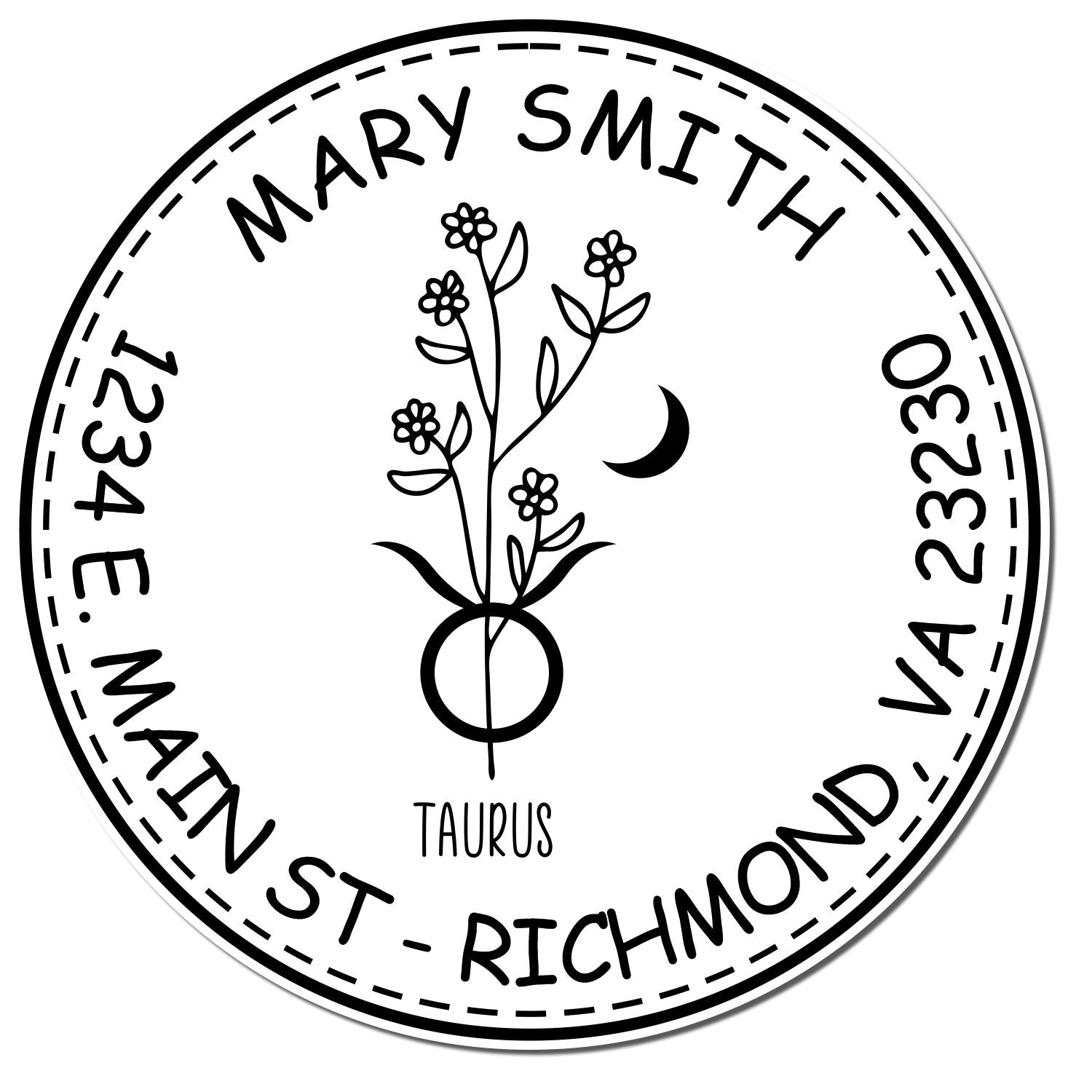 PSI Pre-Inked Flowering Taurus Custom Return Address Stamp - Engineer Seal Stamps