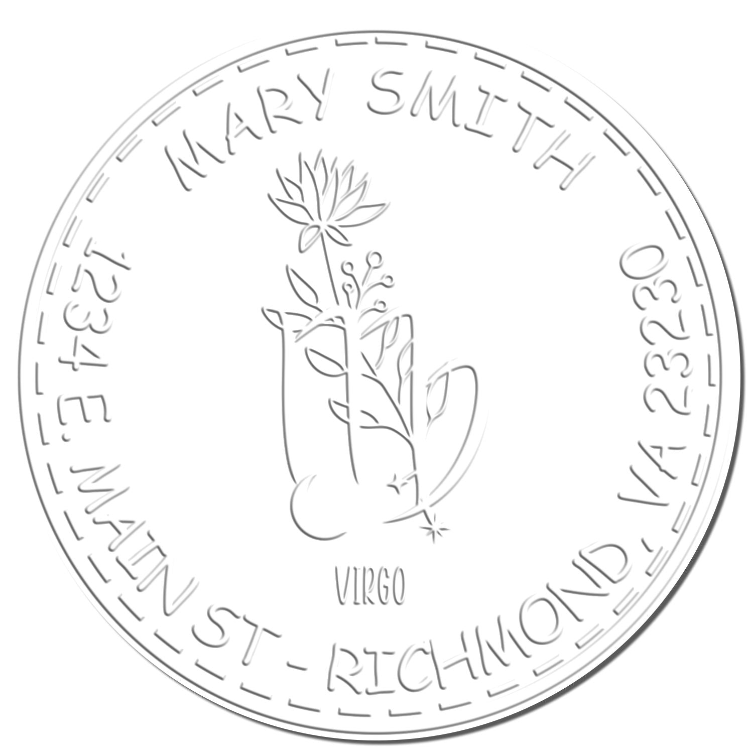 Hybrid Flowering Virgo Customized Mail Embossed Stamp - Engineer Seal Stamps