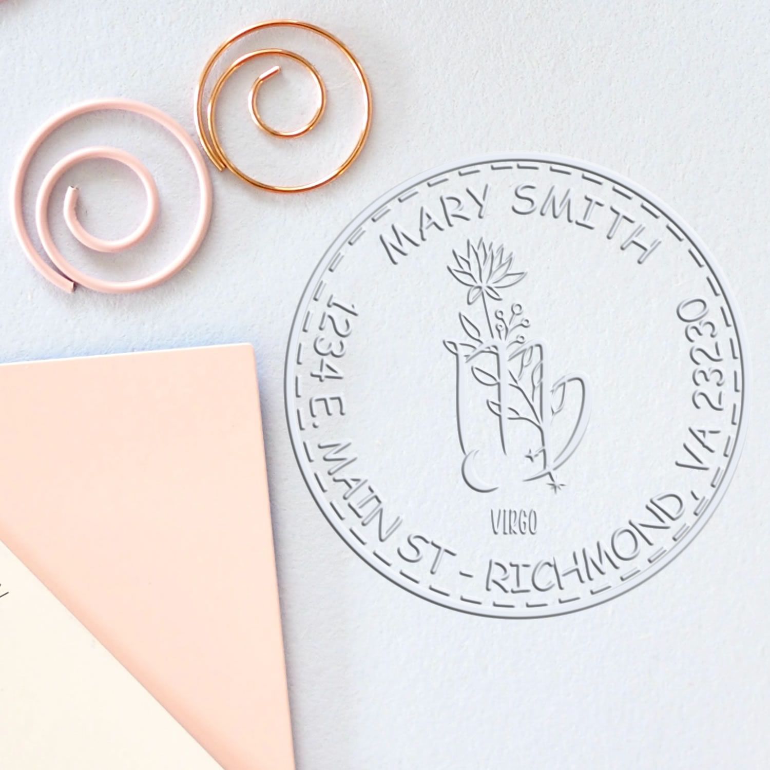 Soft Flowering Virgo Personalized Home Seal Press