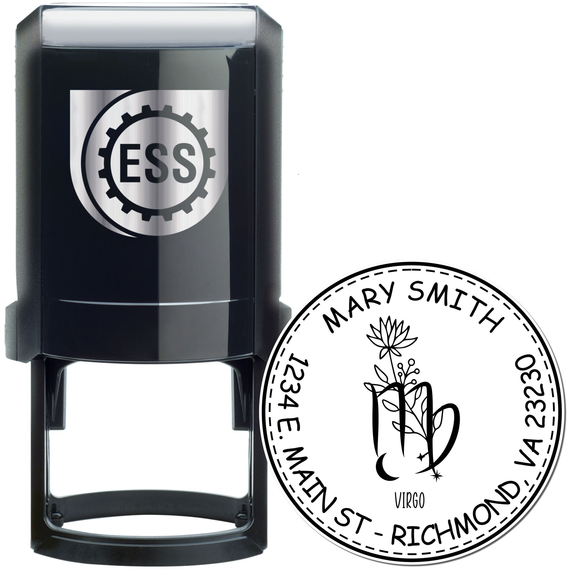 Self-Inking Flowering Virgo Customized Mail Stamp - Engineer Seal Stamps
