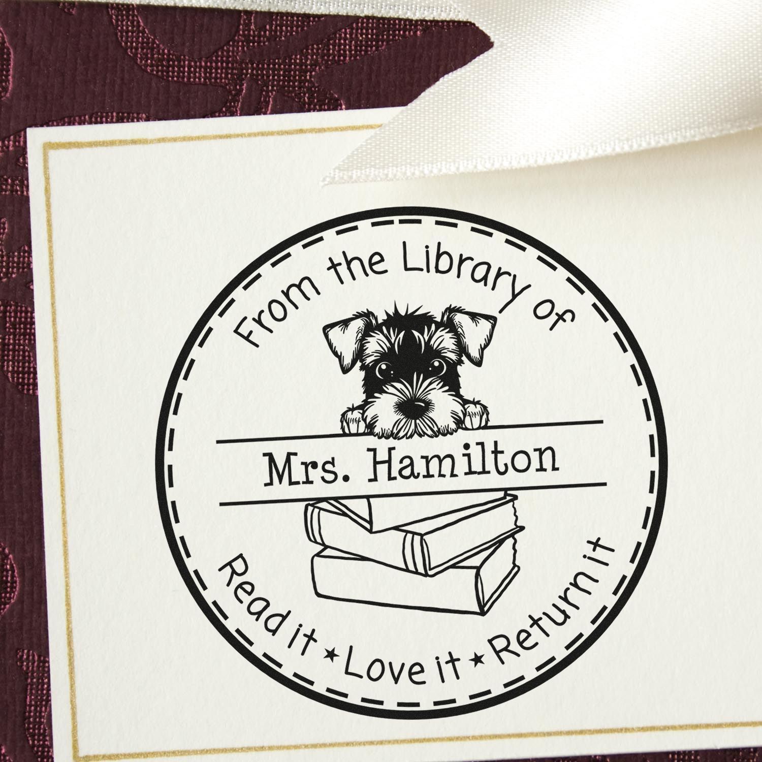 Airedale Terrier Custom Read It Love It Return It For Kids Stamper - Engineer Seal Stamps