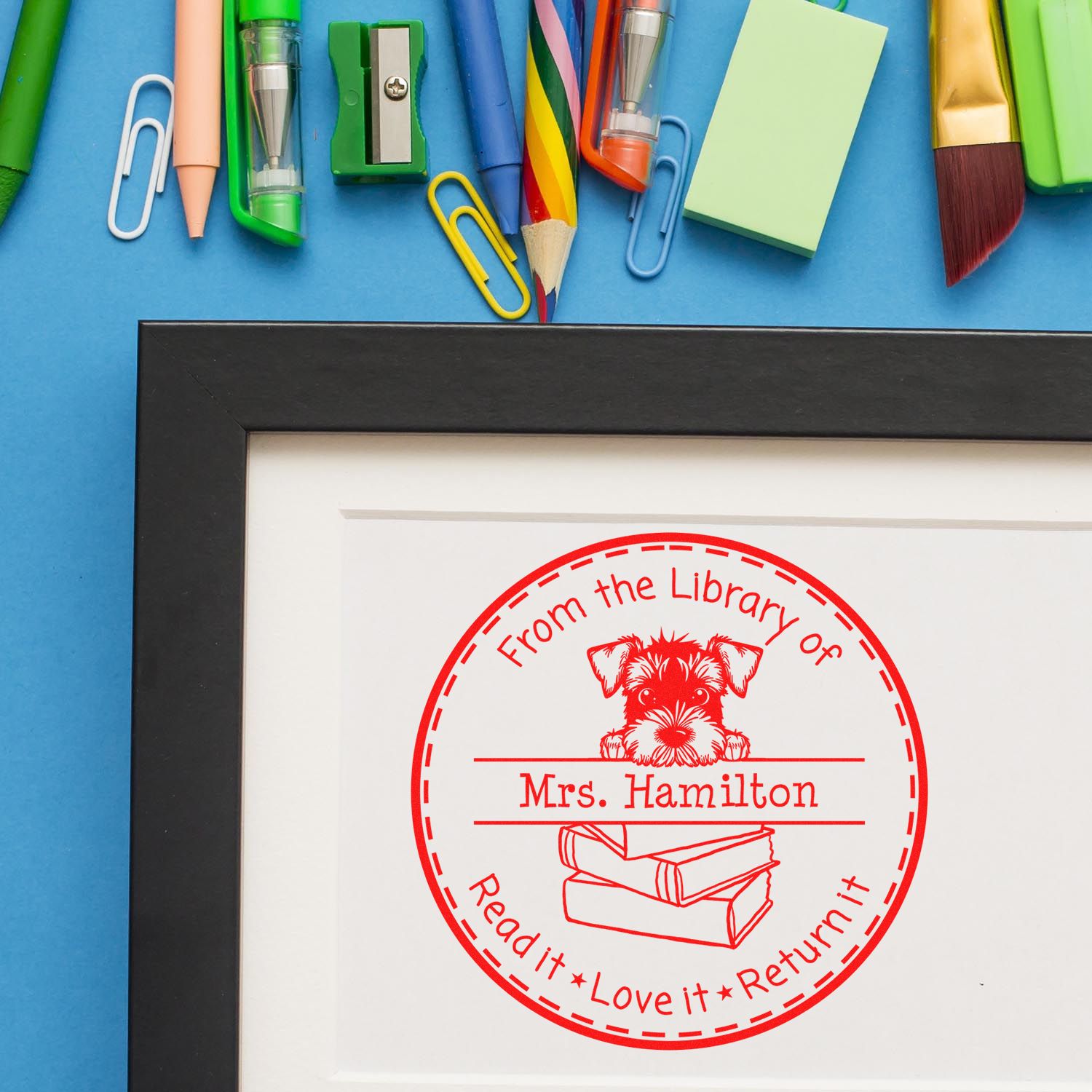 Adorable Airedale Terrier Customized Read It Love It Return It For Kids Stamper - Engineer Seal Stamps
