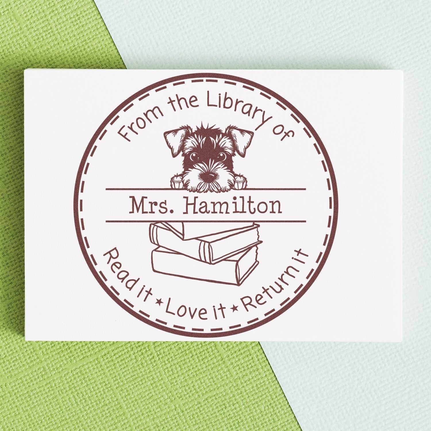Cute Airedale Terrier Puppy Themed Read It Love It Return It For Book Sharing Stamper - Engineer Seal Stamps