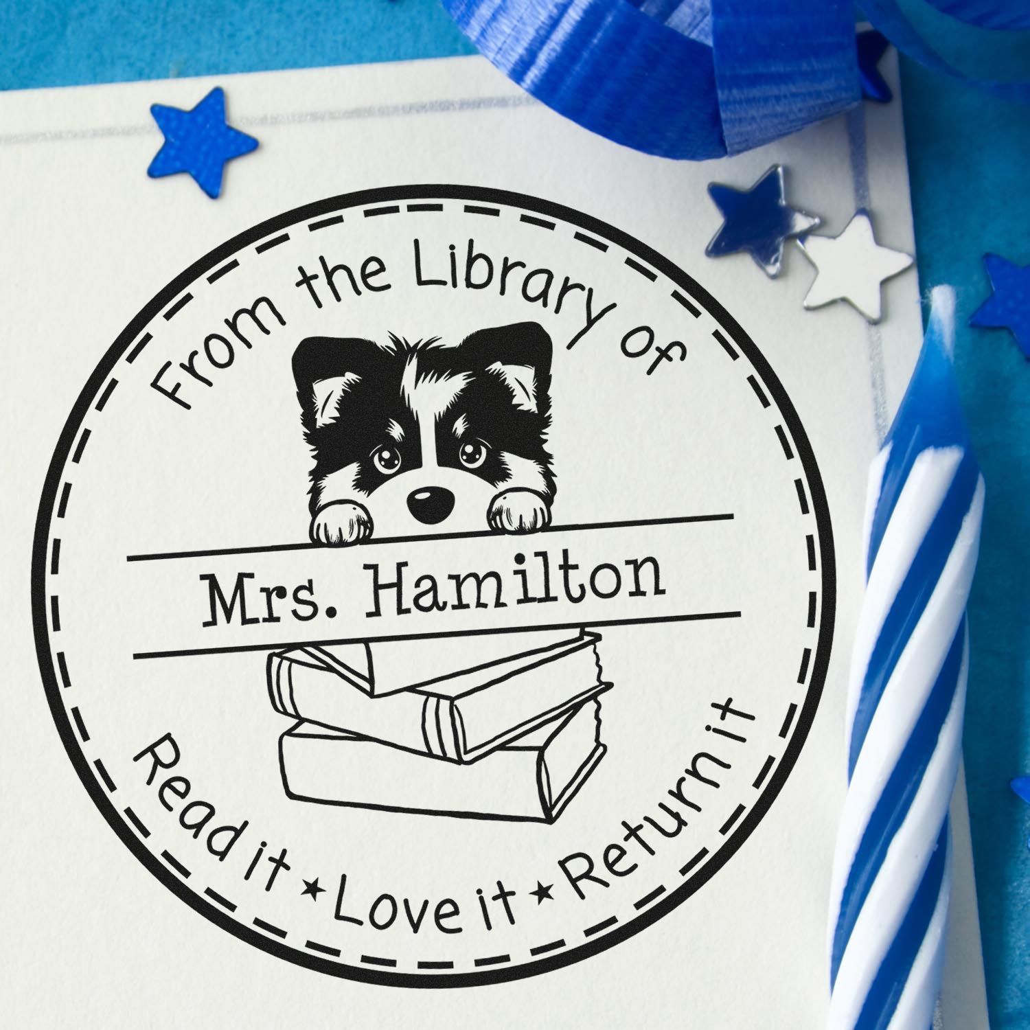 Cute Alaskan Malamute Puppy Themed Read It Love It Return It For Book Lovers Stamper - Engineer Seal Stamps