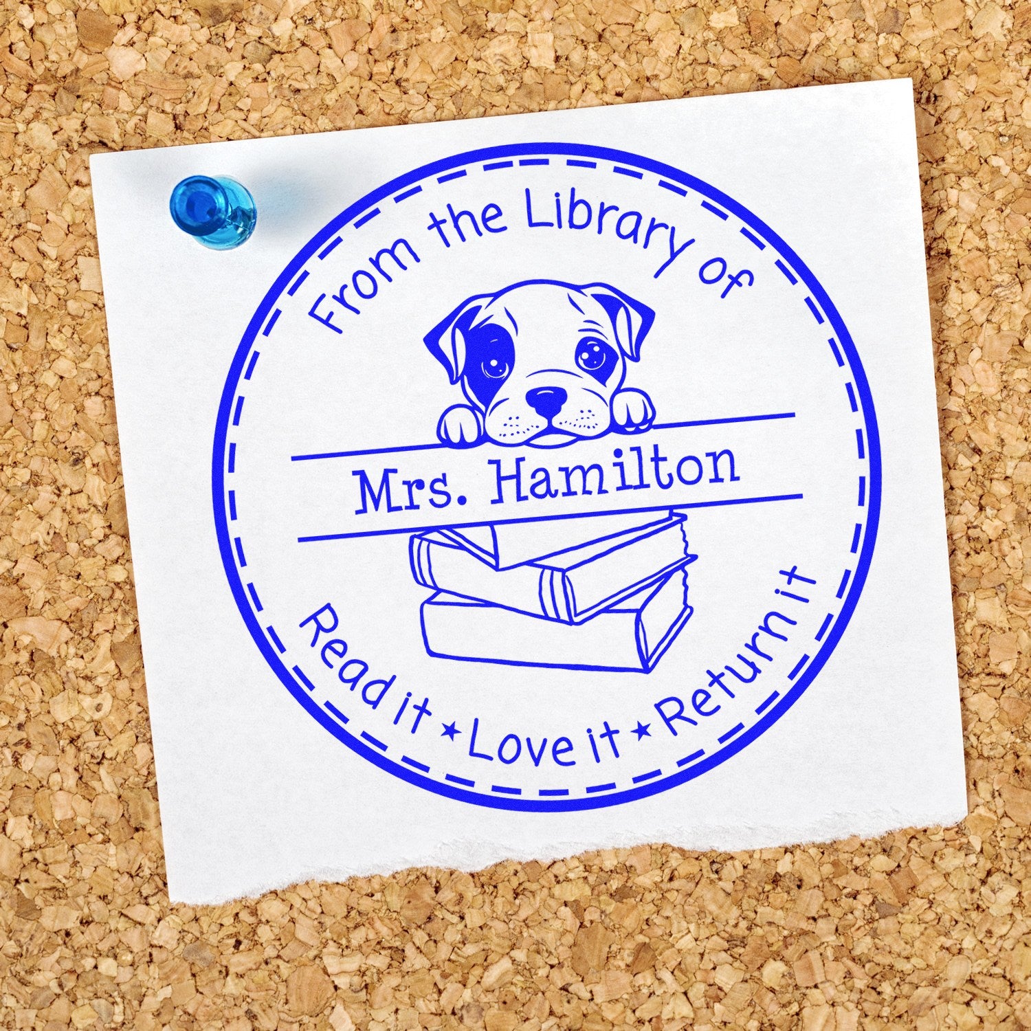 Cute American Staffordshire Terrier Puppy Themed Read It Love It Return It For Book Lovers Stamp - Engineer Seal Stamps