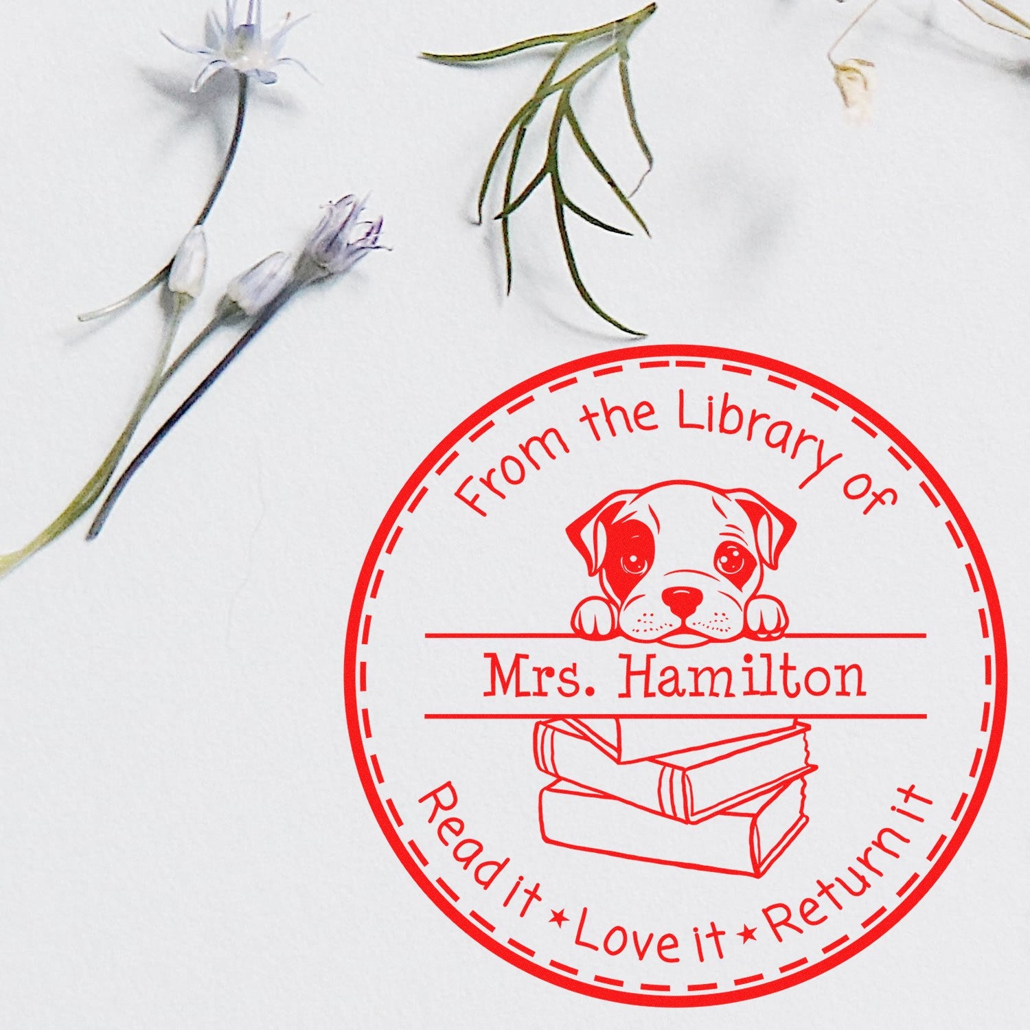 American Staffordshire Terrier Customizable Read It Love It Return It For Classroom Stamp - Engineer Seal Stamps