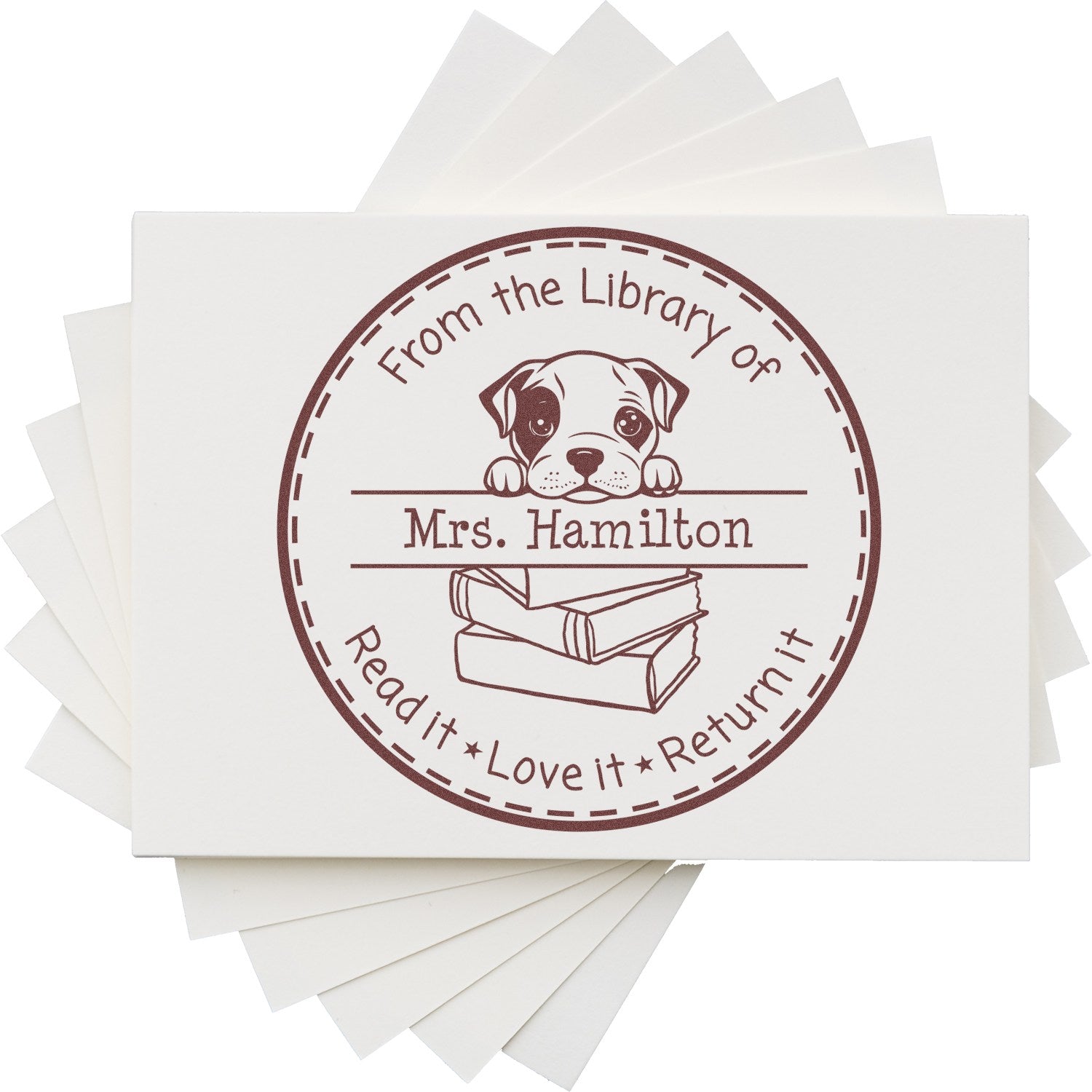 Cute American Staffordshire Terrier Puppy Themed Read It Love It Return It For Book Lovers Stamp - Engineer Seal Stamps