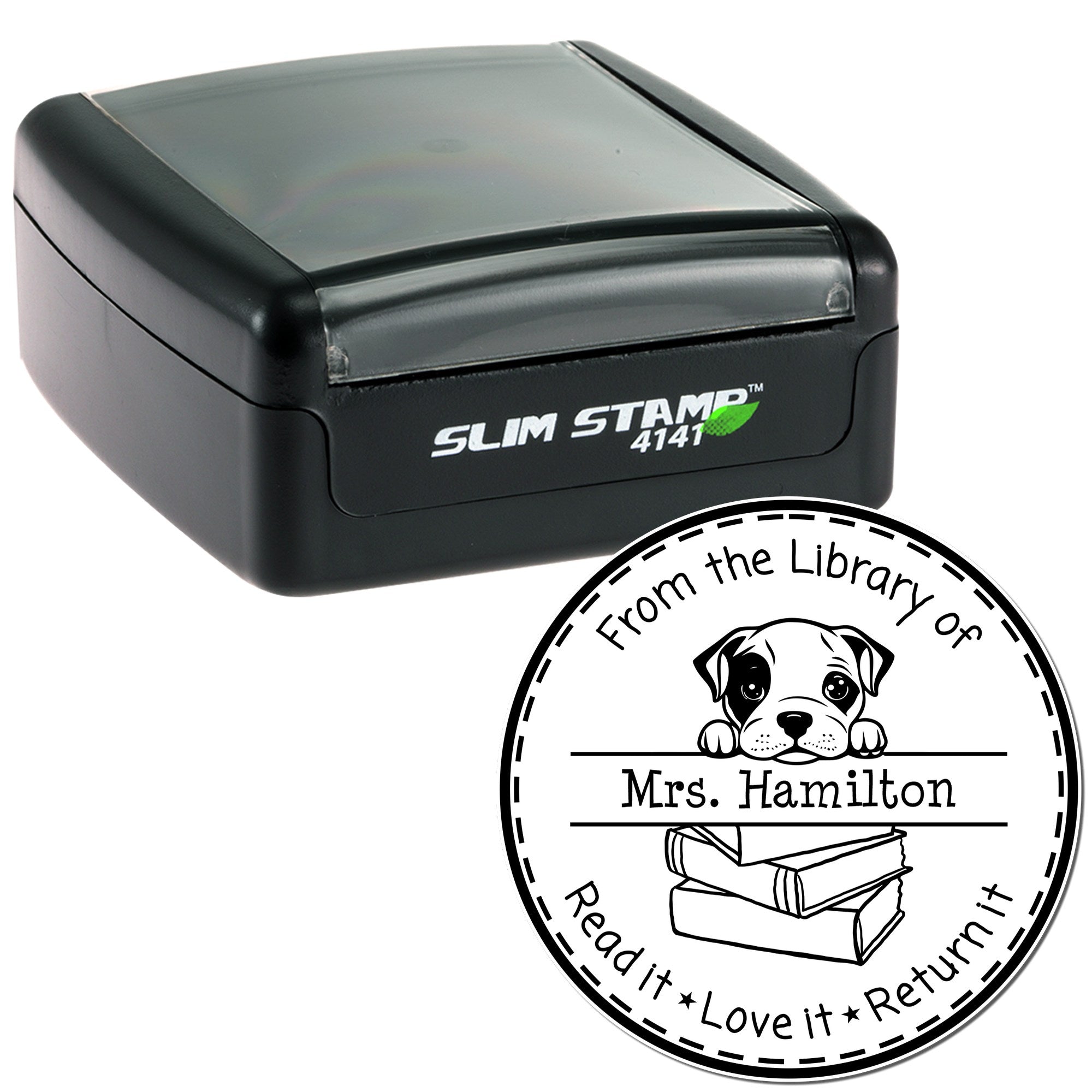 Cute American Staffordshire Terrier Puppy Themed Read It Love It Return It For Book Lovers Stamp - Engineer Seal Stamps