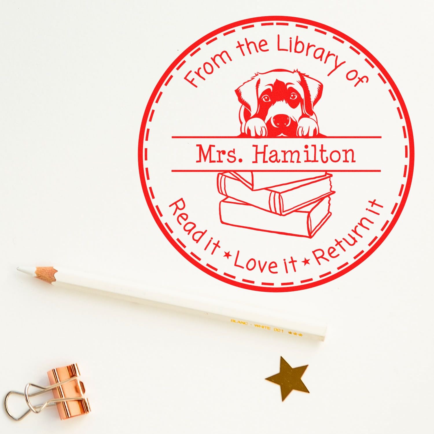 Anatolian Shepherd Custom Read It Love It Return It For Books Stamper - Engineer Seal Stamps