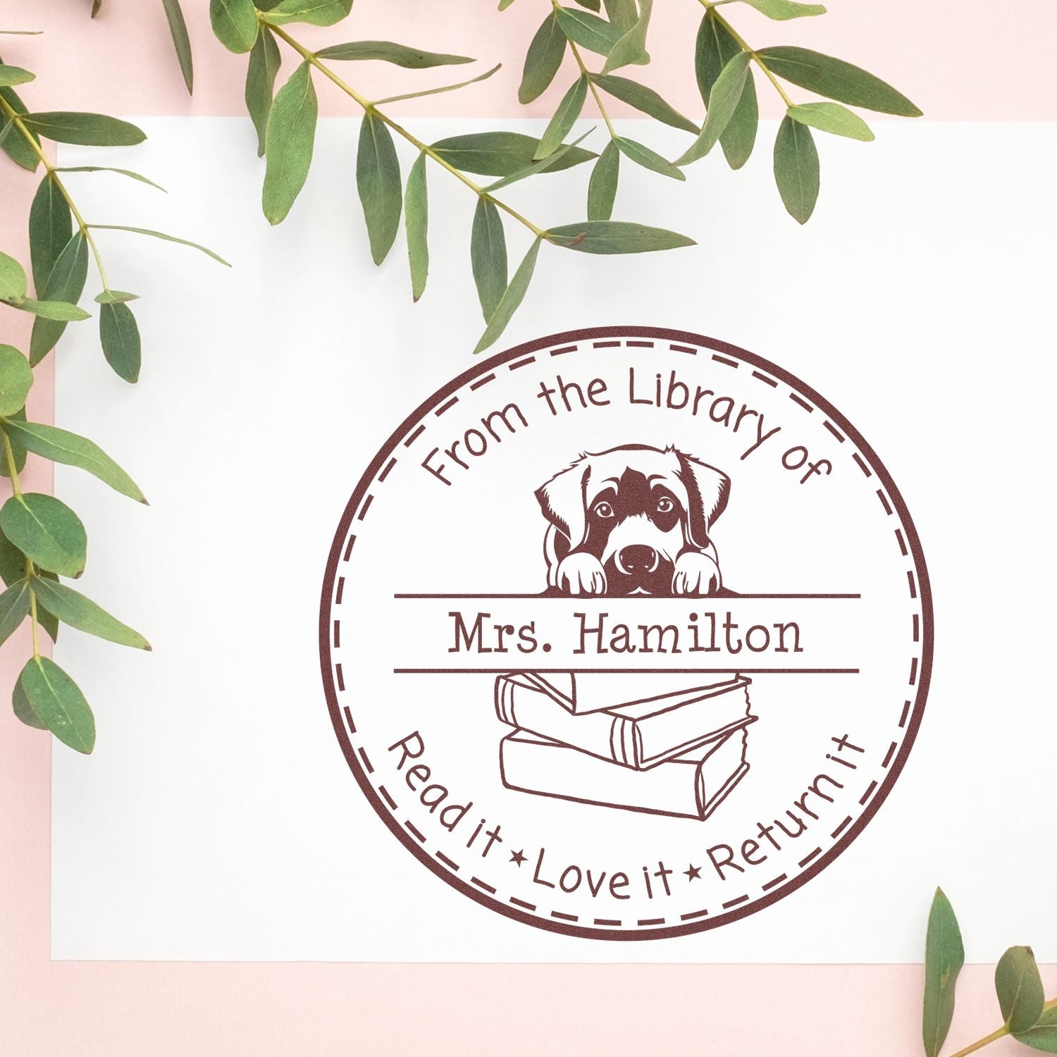 Cute Anatolian Shepherd Puppy Themed Read It Love It Return It For Book Exchange Stamper - Engineer Seal Stamps