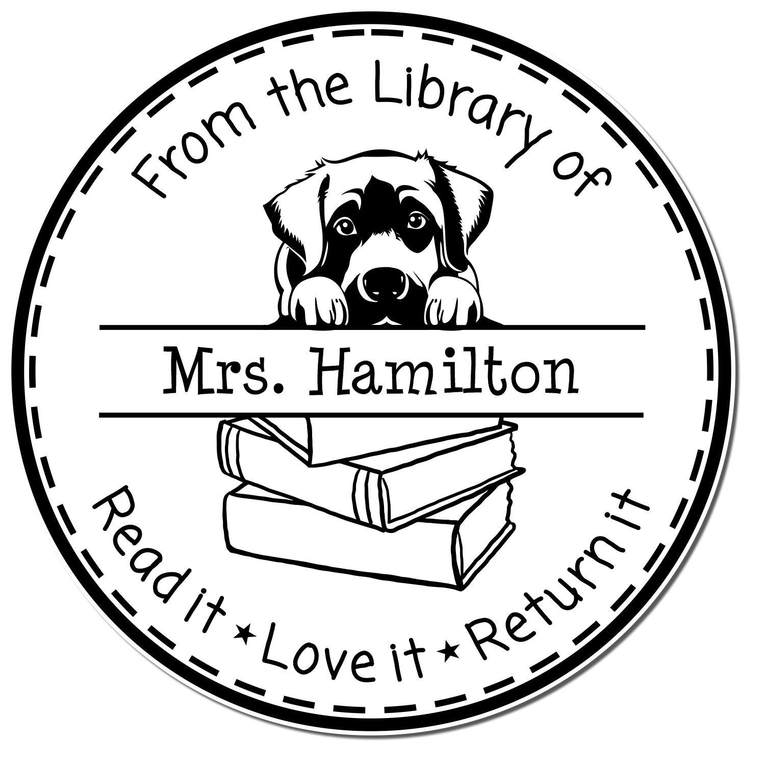 Cute Anatolian Shepherd Puppy Themed Read It Love It Return It For Book Exchange Stamper - Engineer Seal Stamps