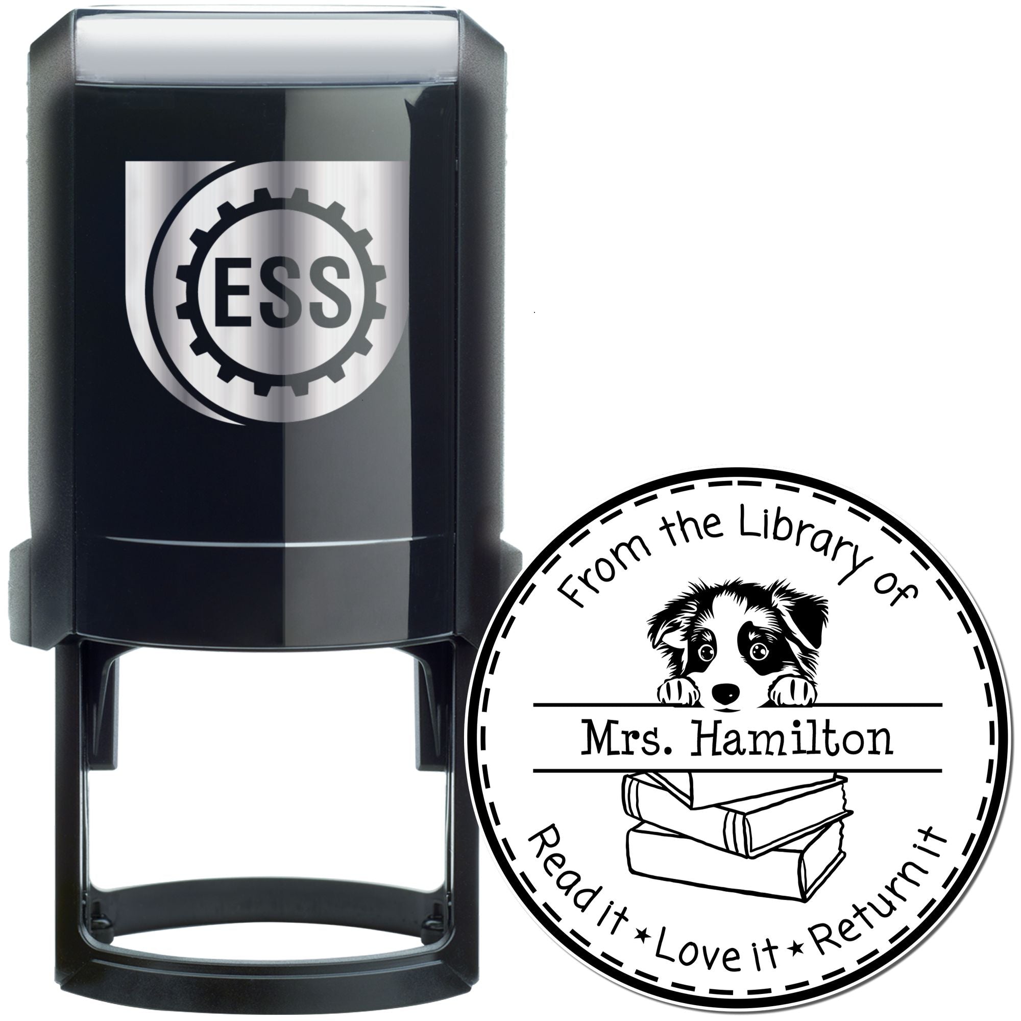 Australian Shepherd Customizable Read It Love It Return It For Books Stamp - Engineer Seal Stamps