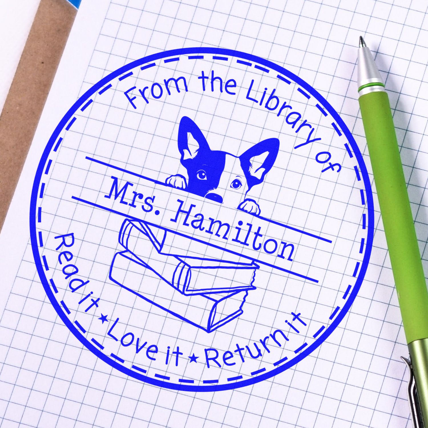 Basenji Customized Read It Love It Return It For Book Sharing Stamper - Engineer Seal Stamps