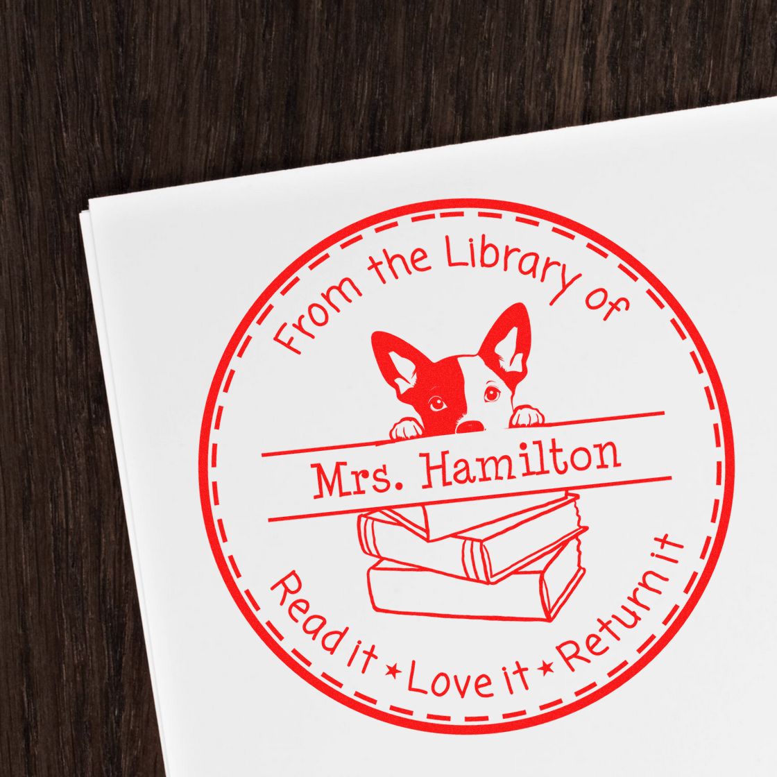 Basenji Customizable Read It Love It Return It For Book Sharing Stamper - Engineer Seal Stamps