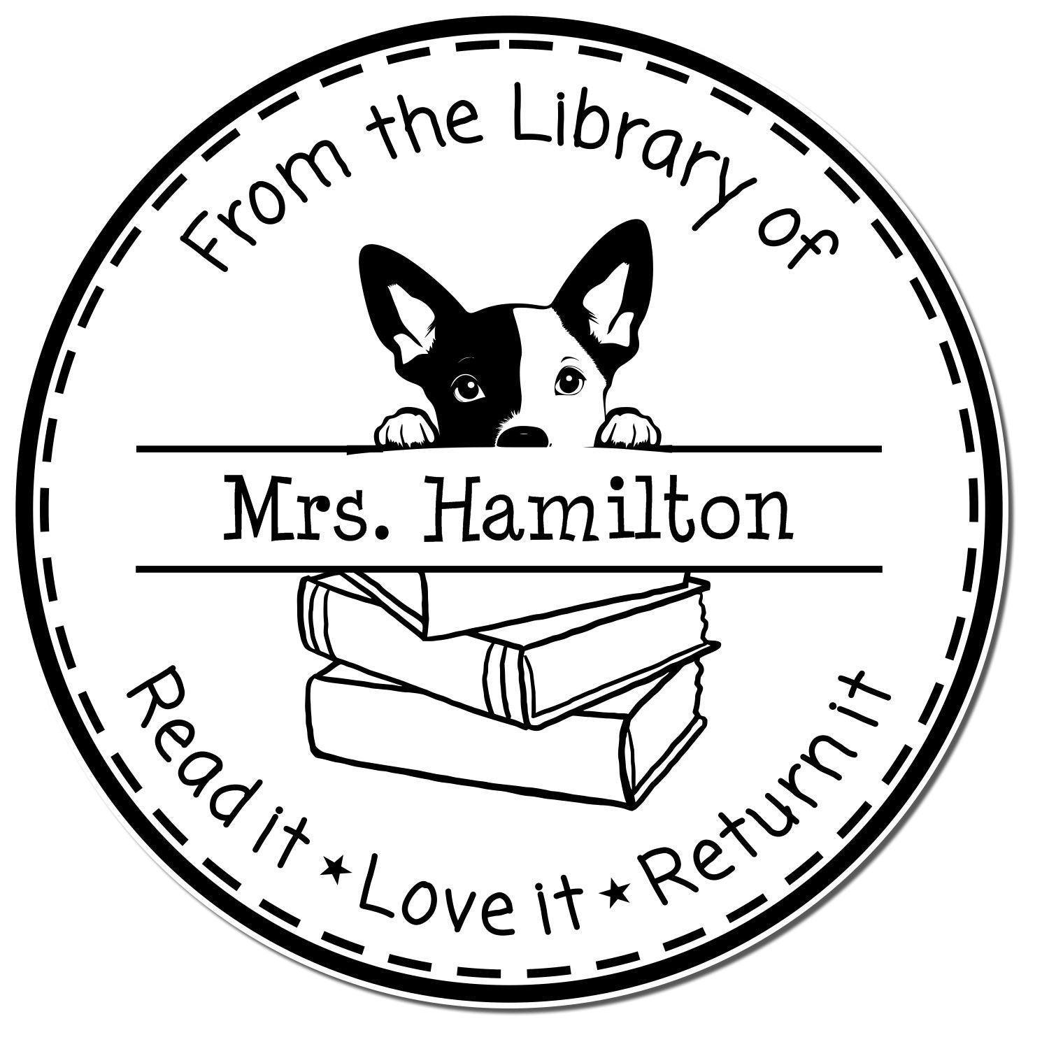 Cute Basenji Puppy Themed Read It Love It Return It For Book Collectors Stamper - Engineer Seal Stamps