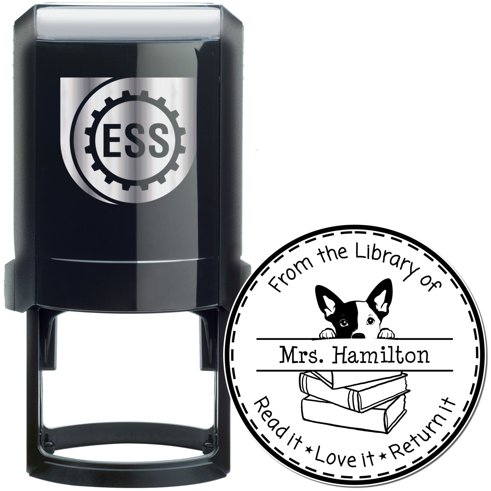 Basenji Customizable Read It Love It Return It For Book Sharing Stamper - Engineer Seal Stamps