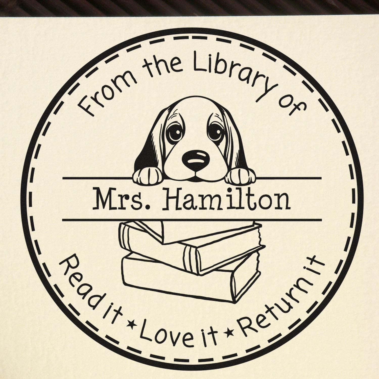 Basset Hound Customized Read It Love It Return It For Book Sharing Stamp - Engineer Seal Stamps